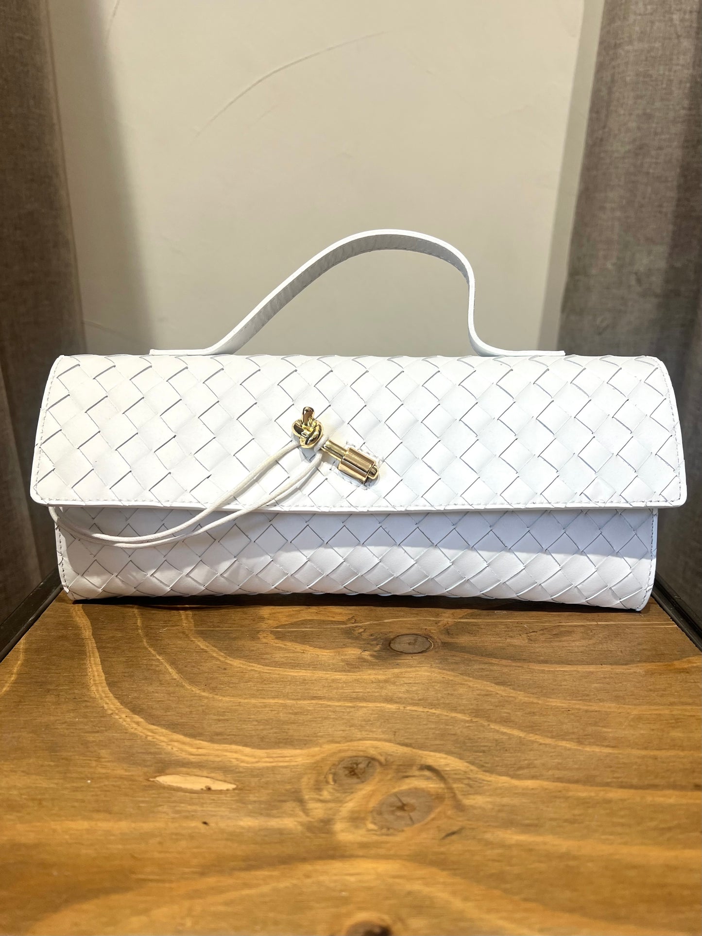 BORSA BAGUETTE VERA PELLE BOTTEGA BIANCO