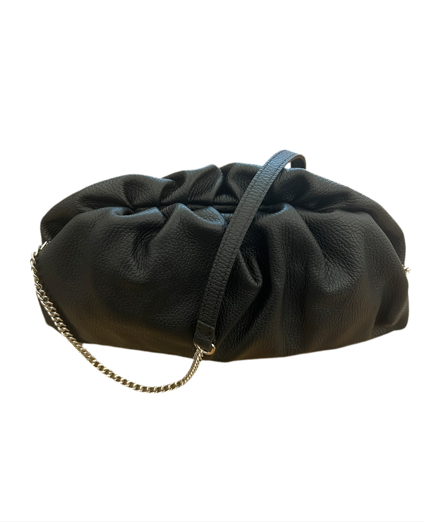 BORSA IN PELLE CON TRACOLLA POUCH NERO