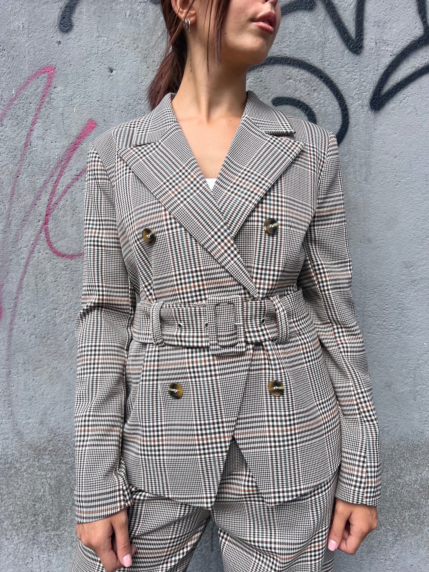 SUSY MIX GIACCA FIT CON CINTURA VITA GALLES IRINA MORO