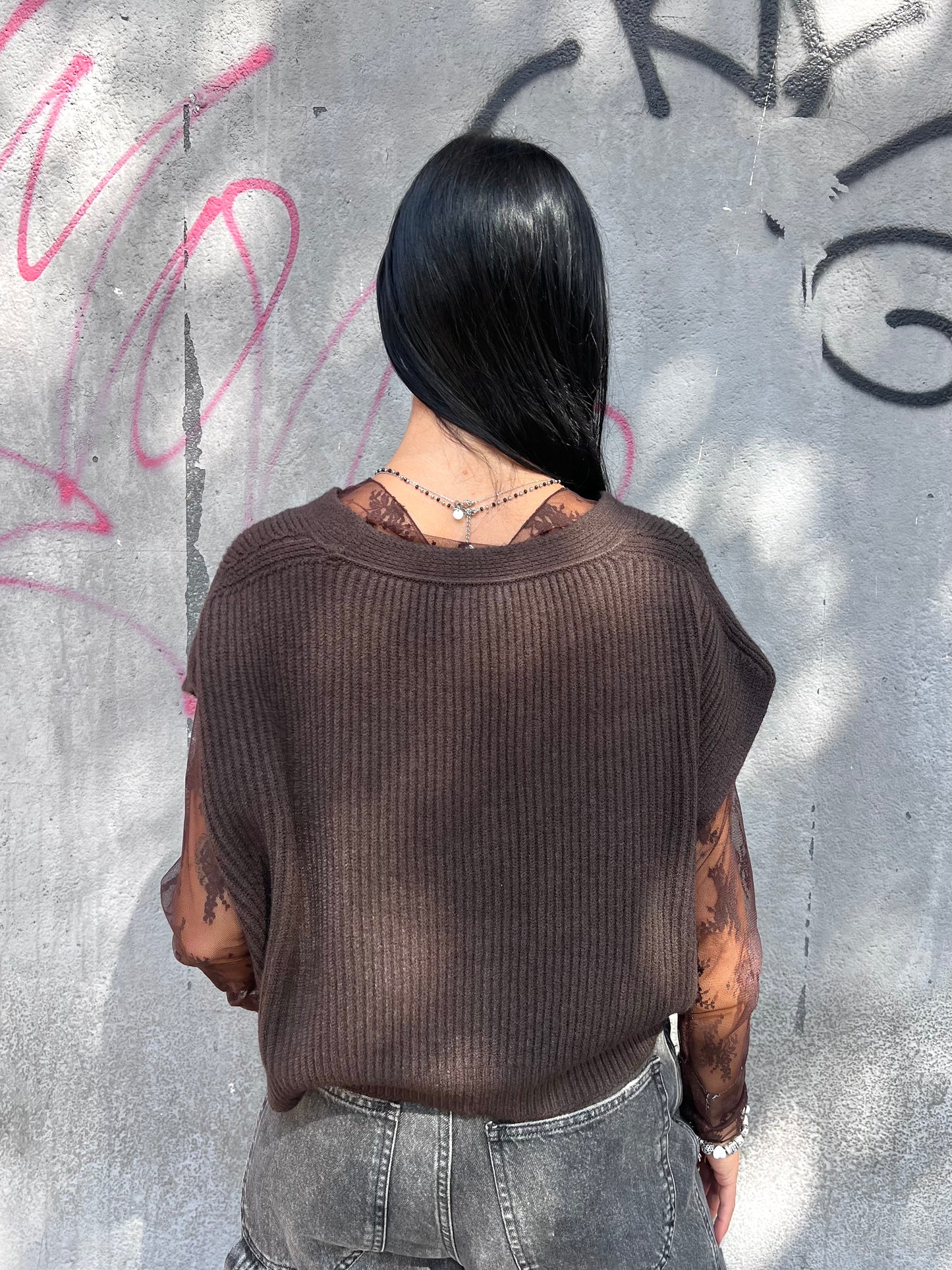 SUSY MIX GILET CROP COSTE BOTTONI GINNY MORO