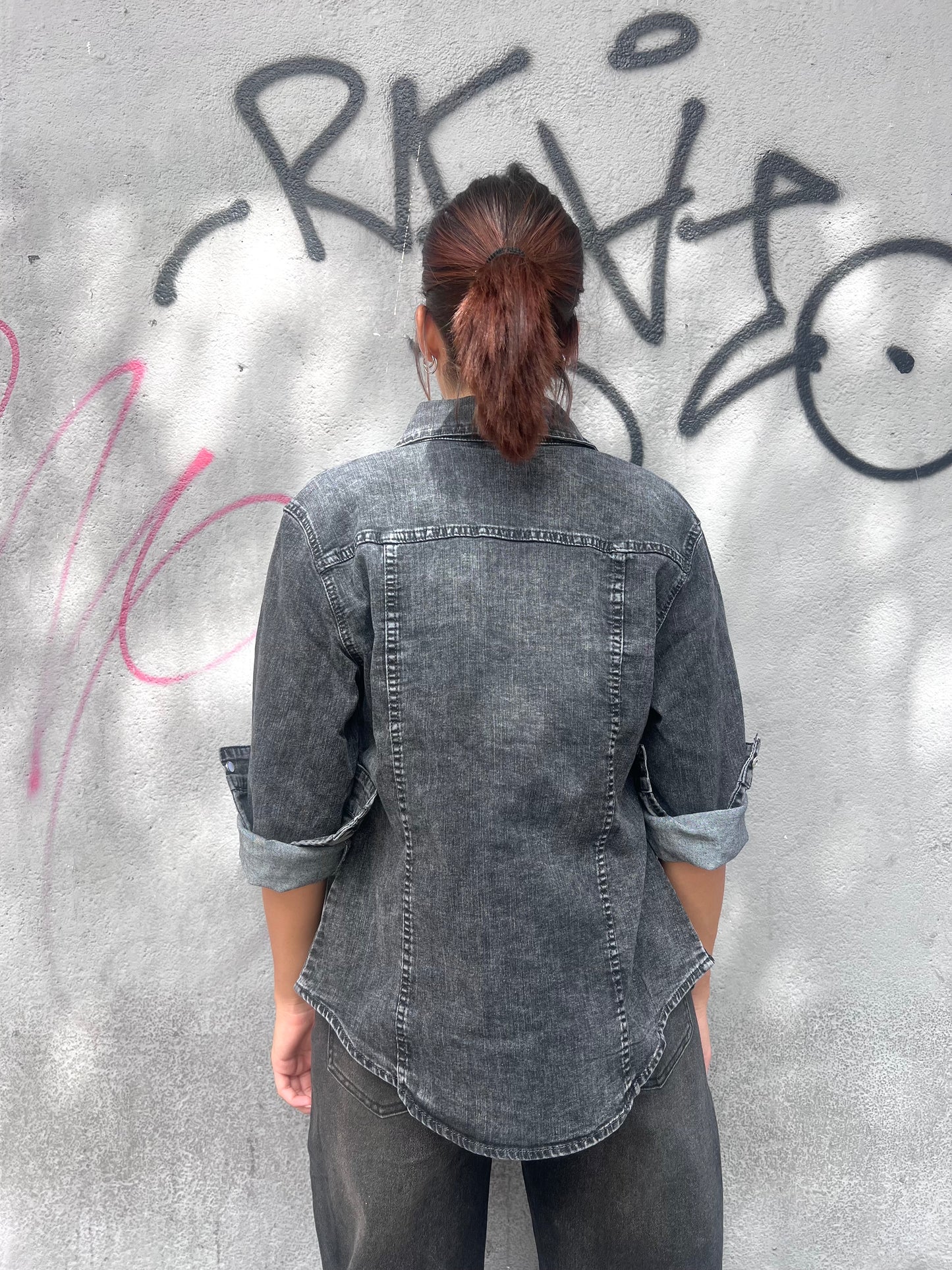 SUSY MIX CAMICIA DENIM FIT ROSSANA ASFALTO