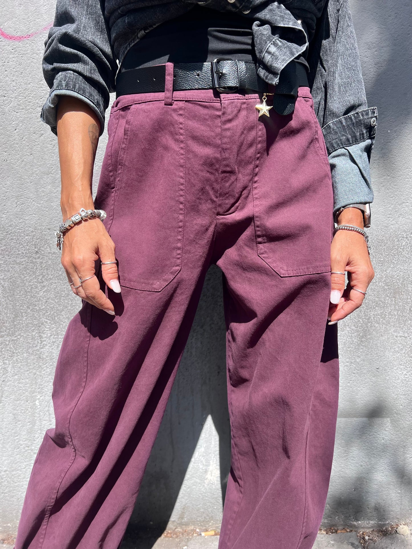 SUSY MIX PANTALONE VITA ALTA BALLON STELLINA VINO