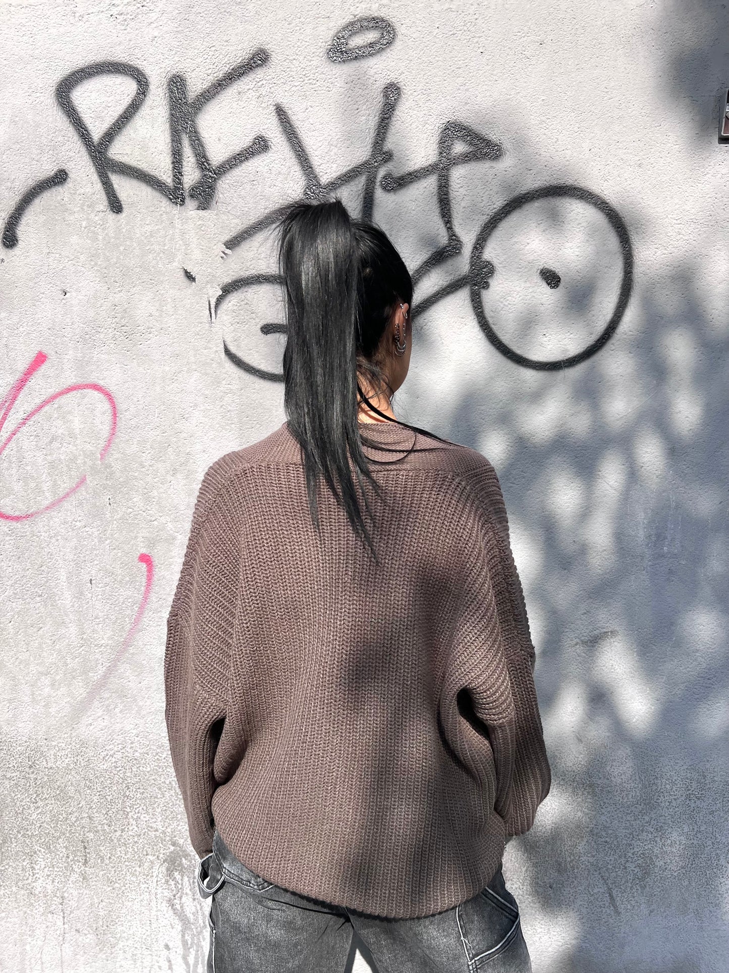 SUSY MIX CARDIGAN SCOLLO V BOTTONI YARI TORTORA