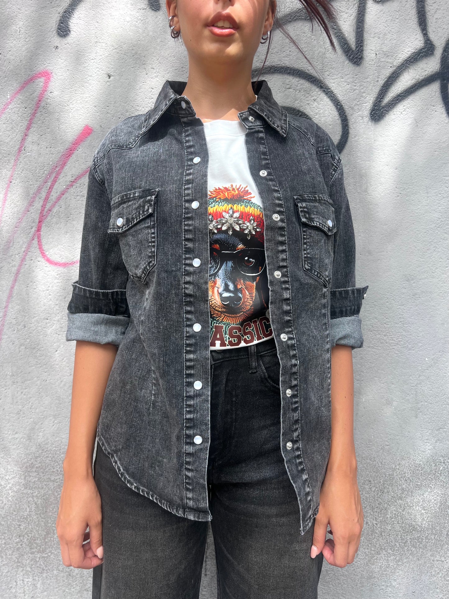 SUSY MIX CAMICIA DENIM FIT ROSSANA ASFALTO
