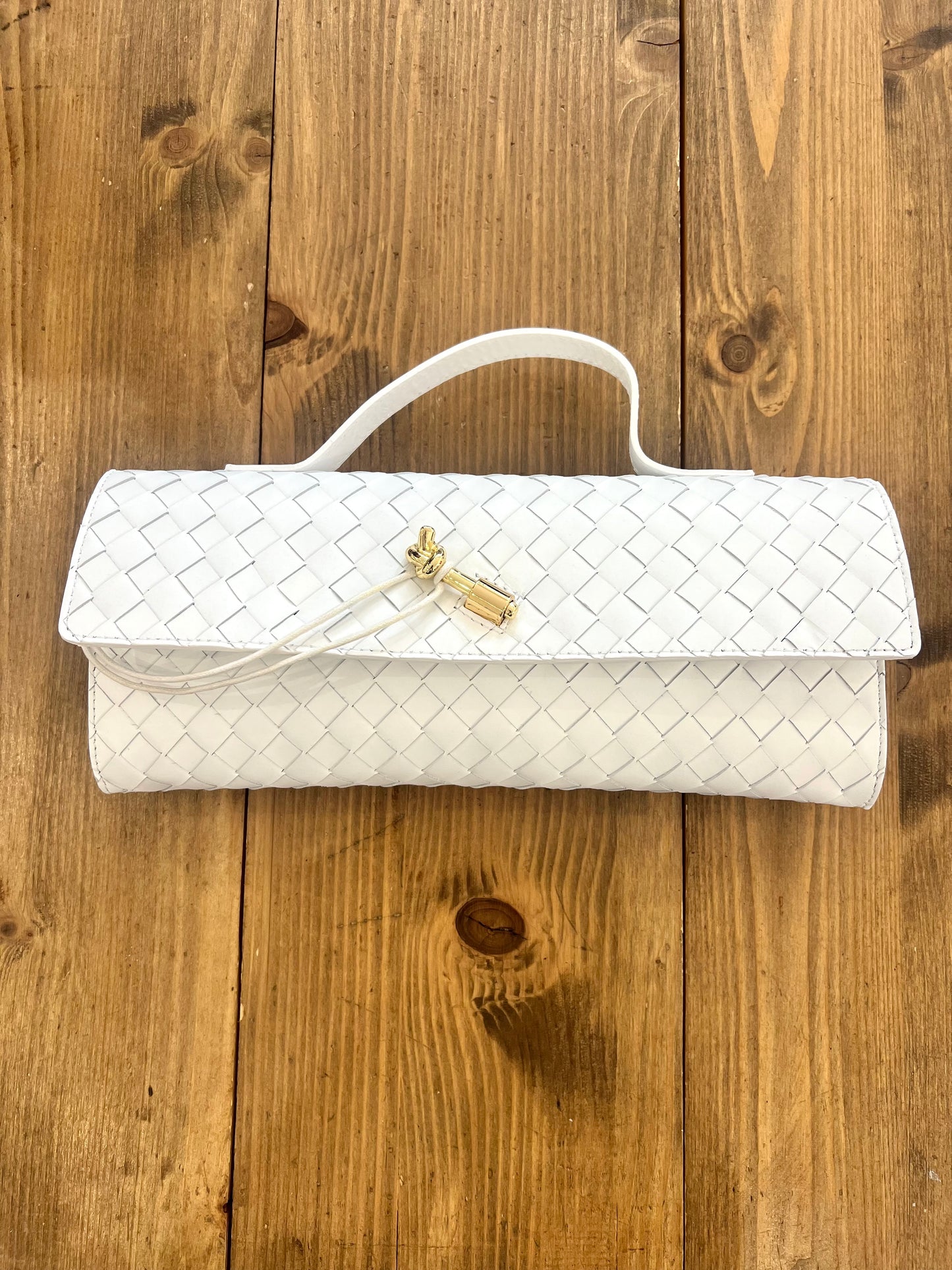 BORSA BAGUETTE VERA PELLE BOTTEGA BIANCO