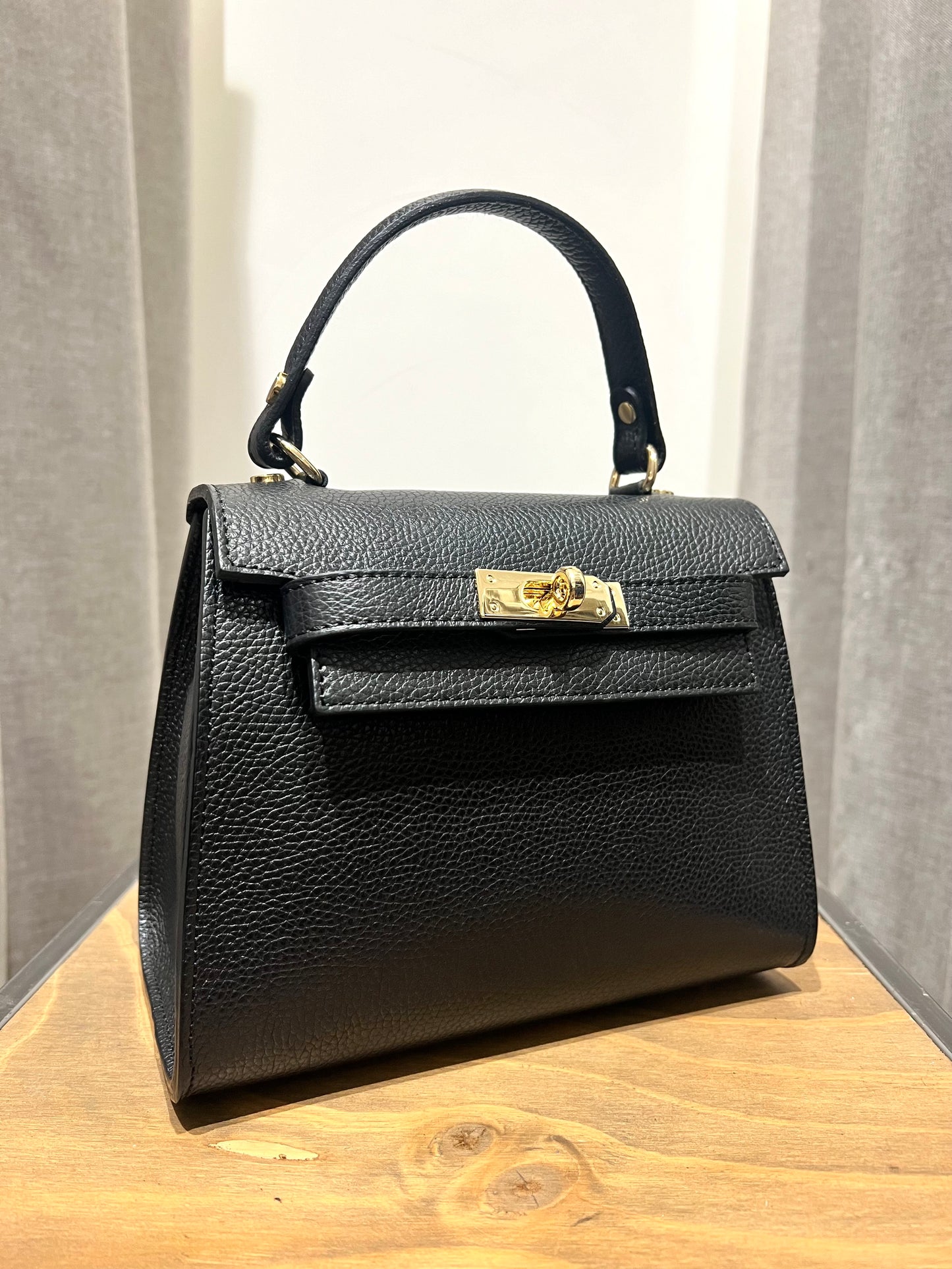 BORSA IN PELLE KELLY SMALL NERO