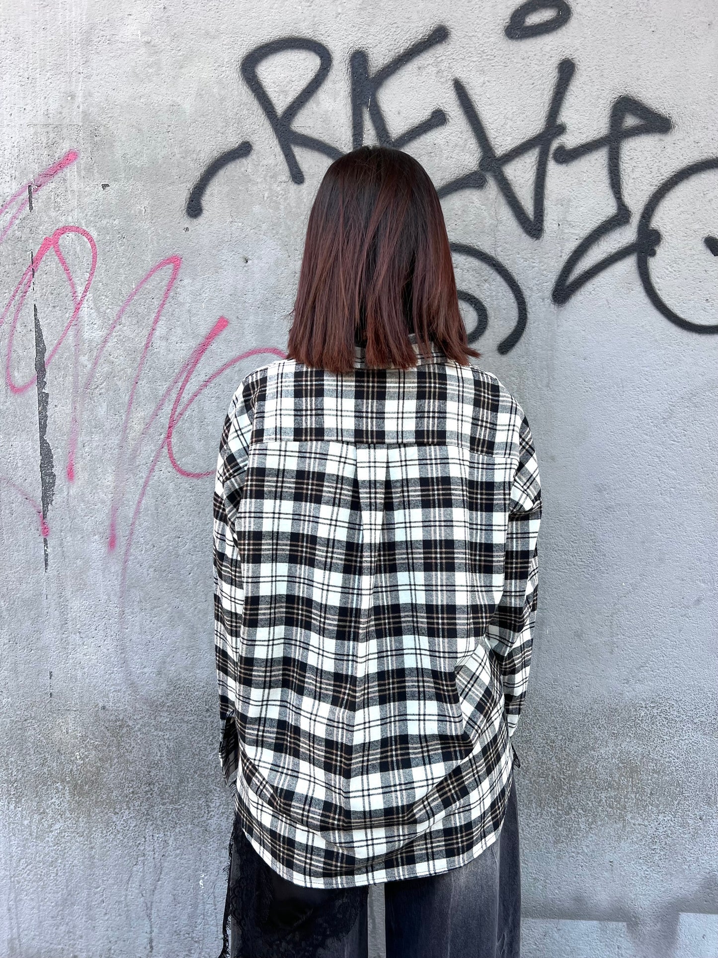 SUSY MIX CAMICIA FLANELLA CHECK WANDA NERO