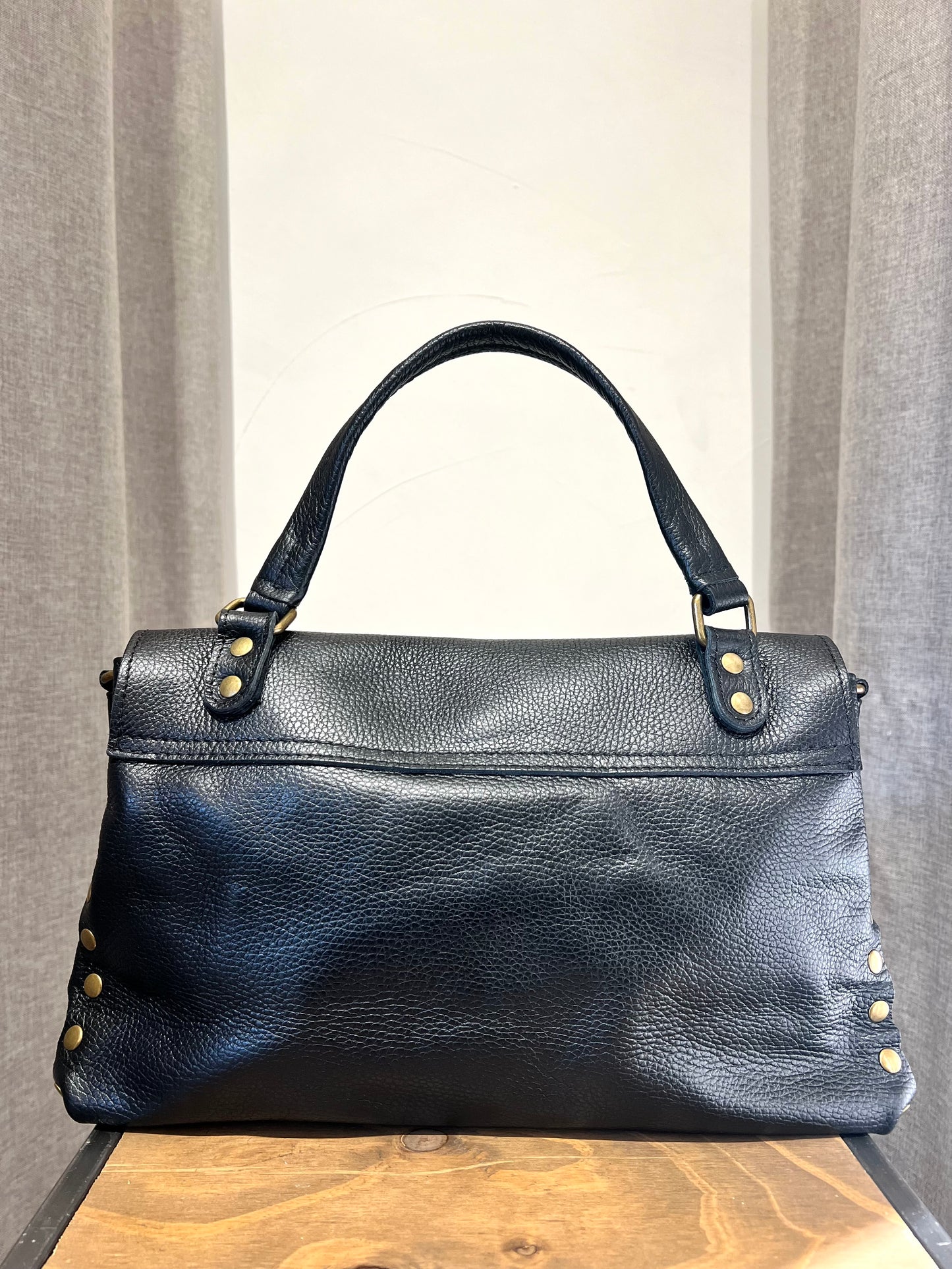 BORSA POSTINA GRANDE IN PELLE NERO