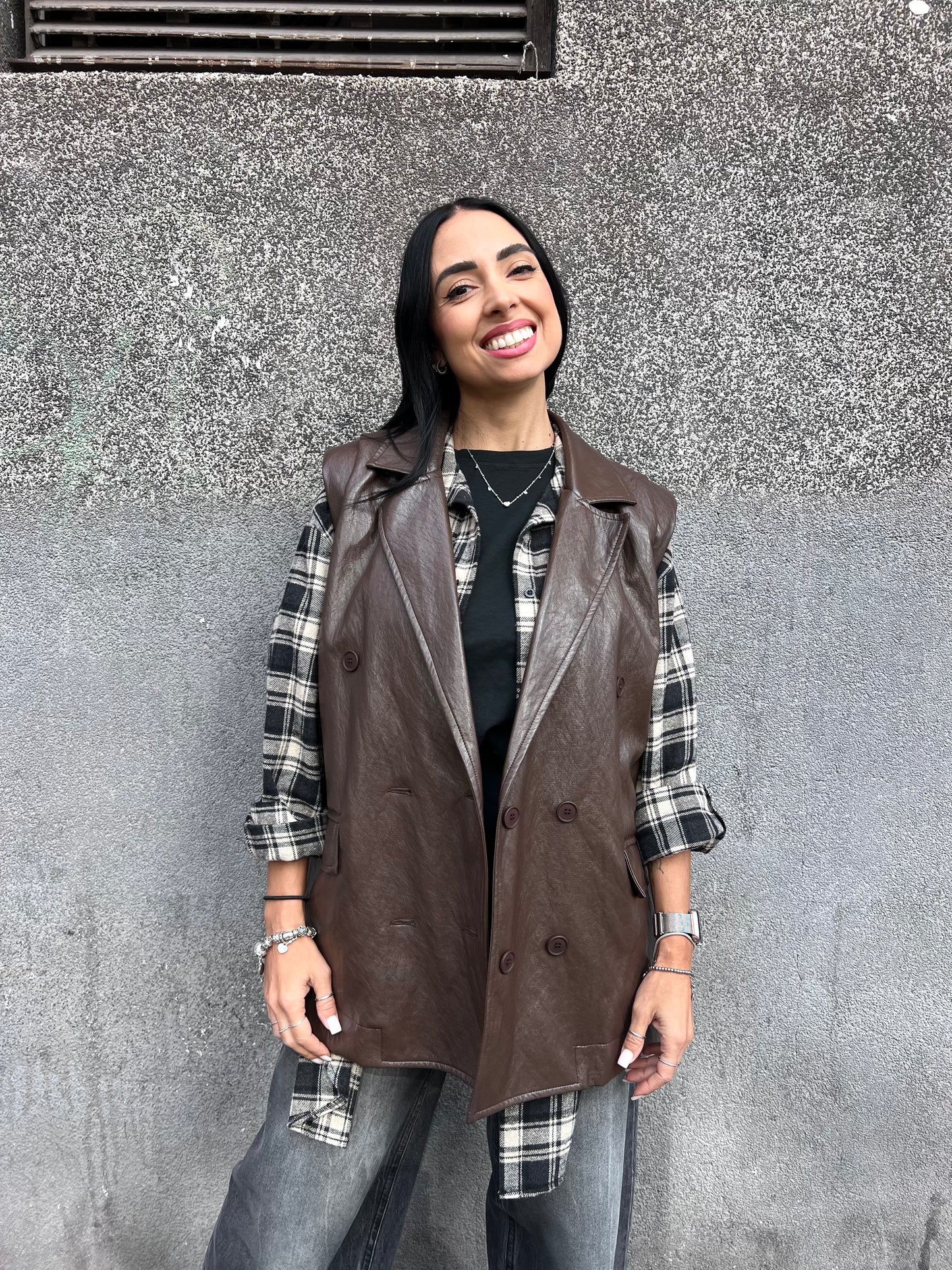 SUSY MIX GILET ECOPELLE VINILE ALESSIA MORO