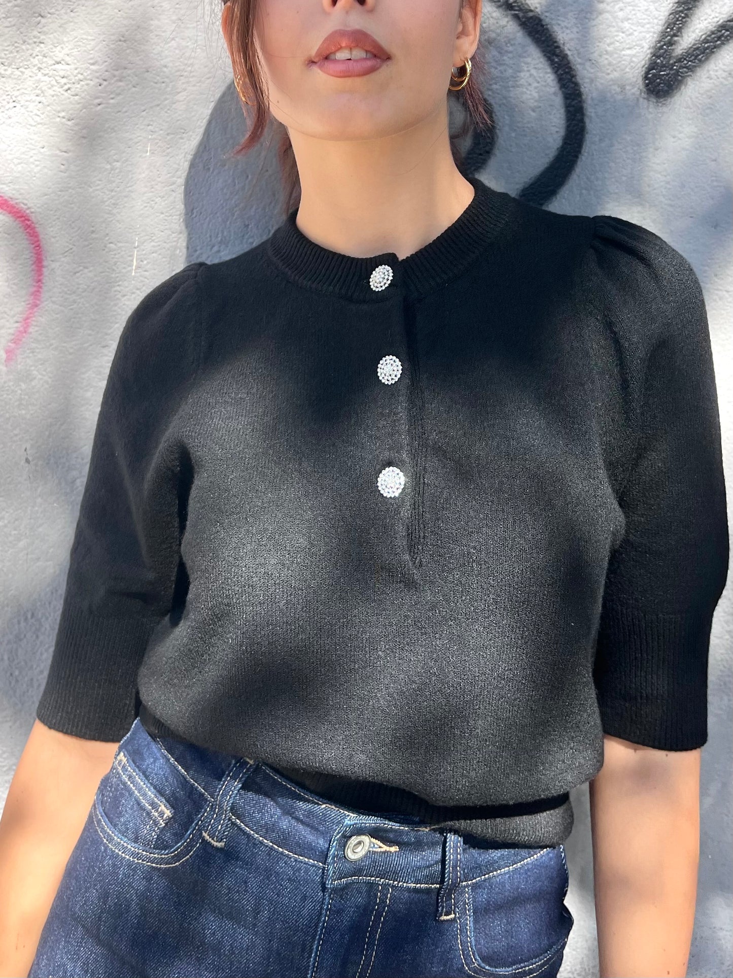 SUSY MIX PULL M/C BOTTONI GIOIELLO IOLANDA NERO