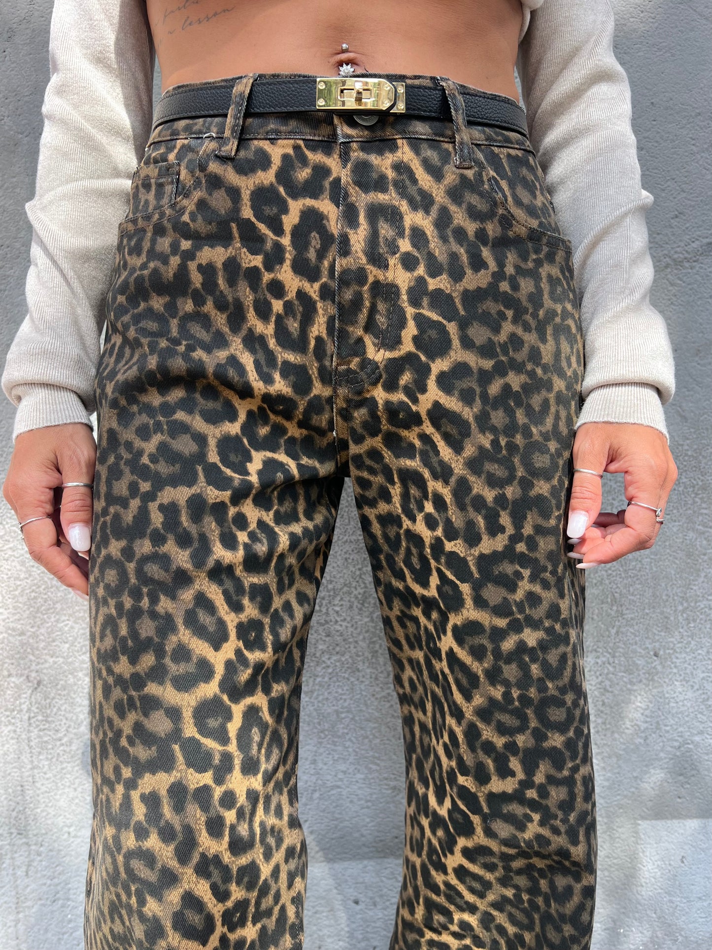 SUSY MIX DENIM VITA ALTA FULL LENGHT MACULATO NERO