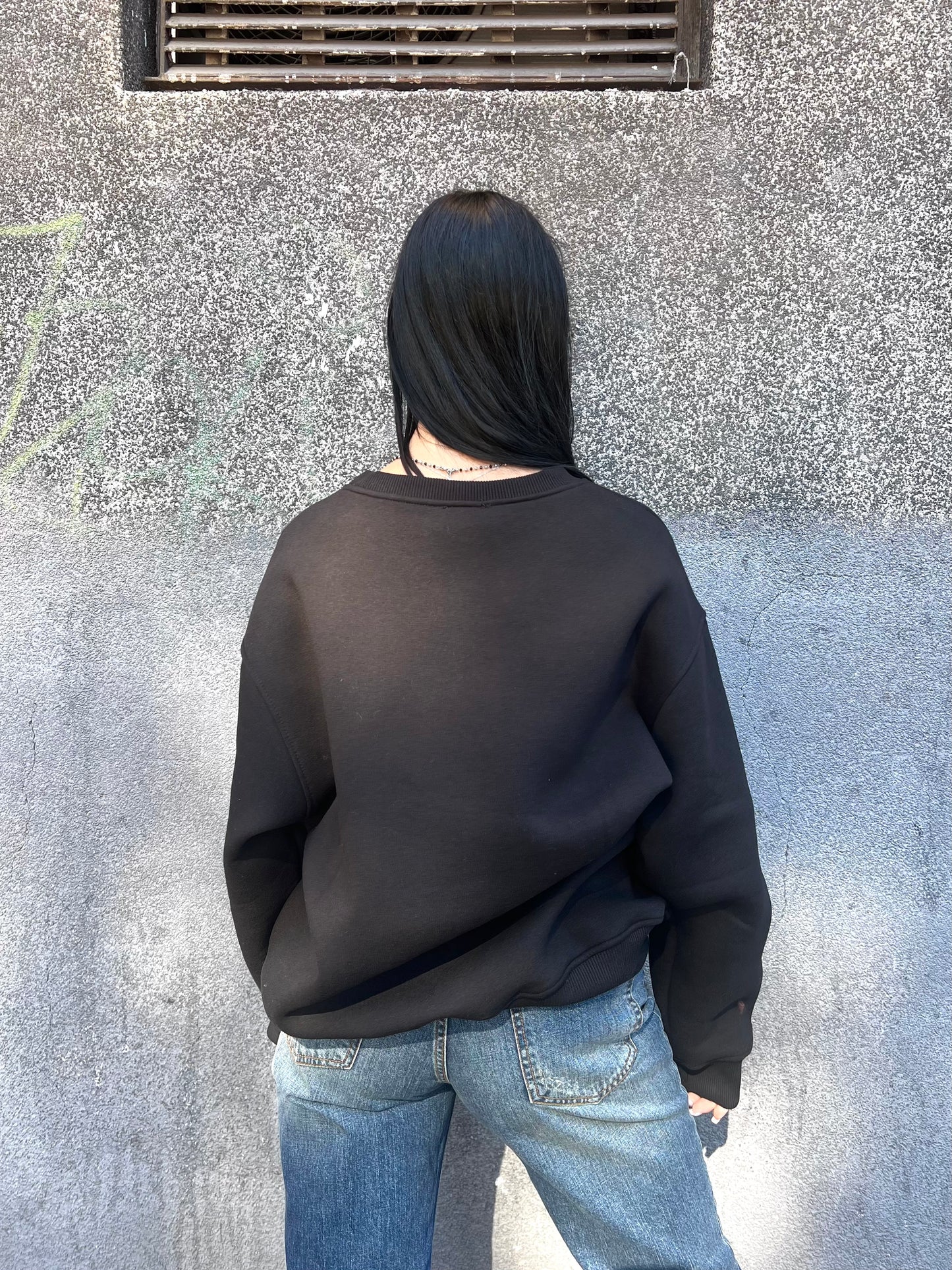 SUSY MIX FELPA GIROCOLLO STAMPA “LION” NERO