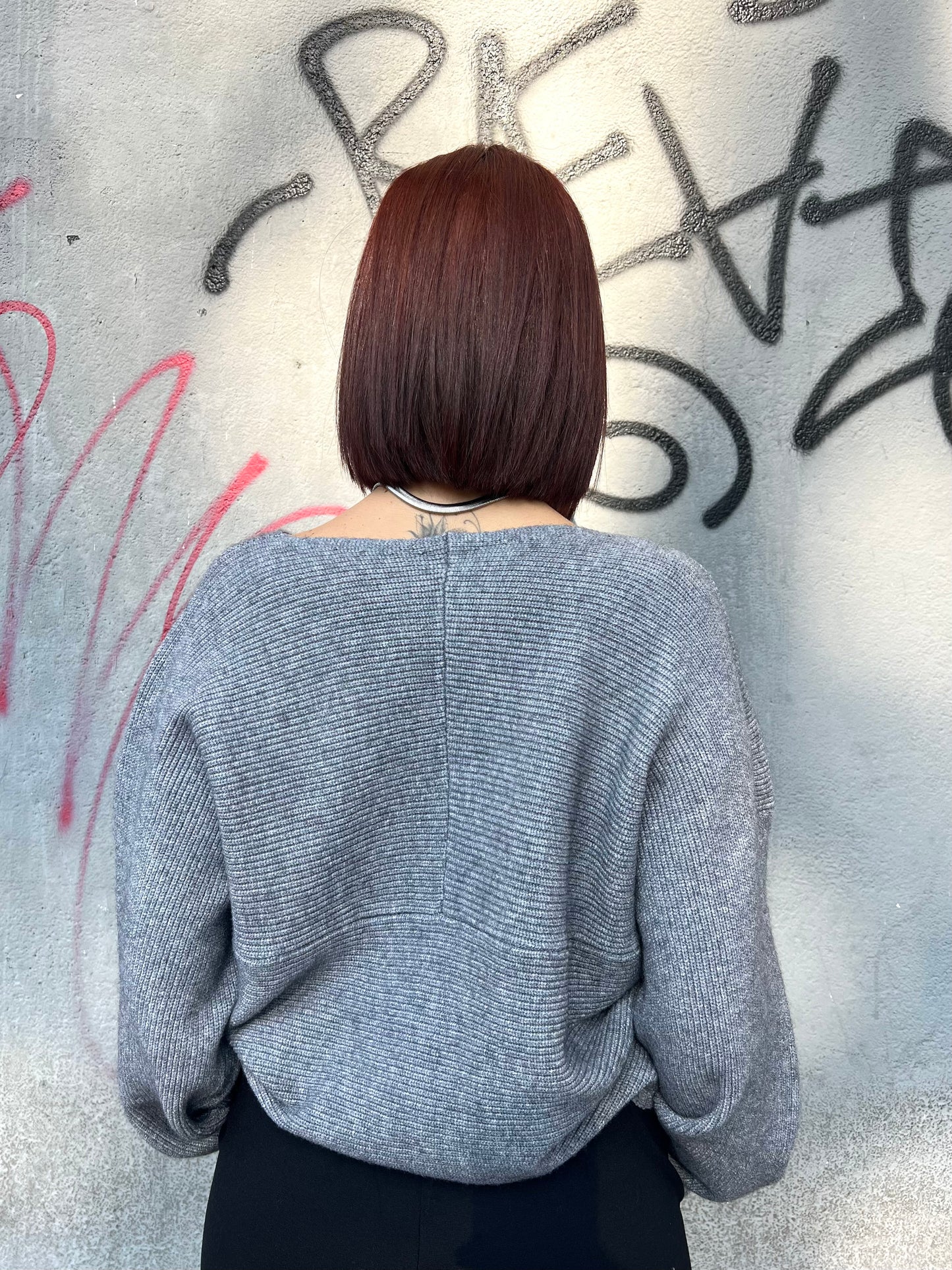 SUSY MIX MAGLIA INCROCIO COSTE VALERY GRIGIO