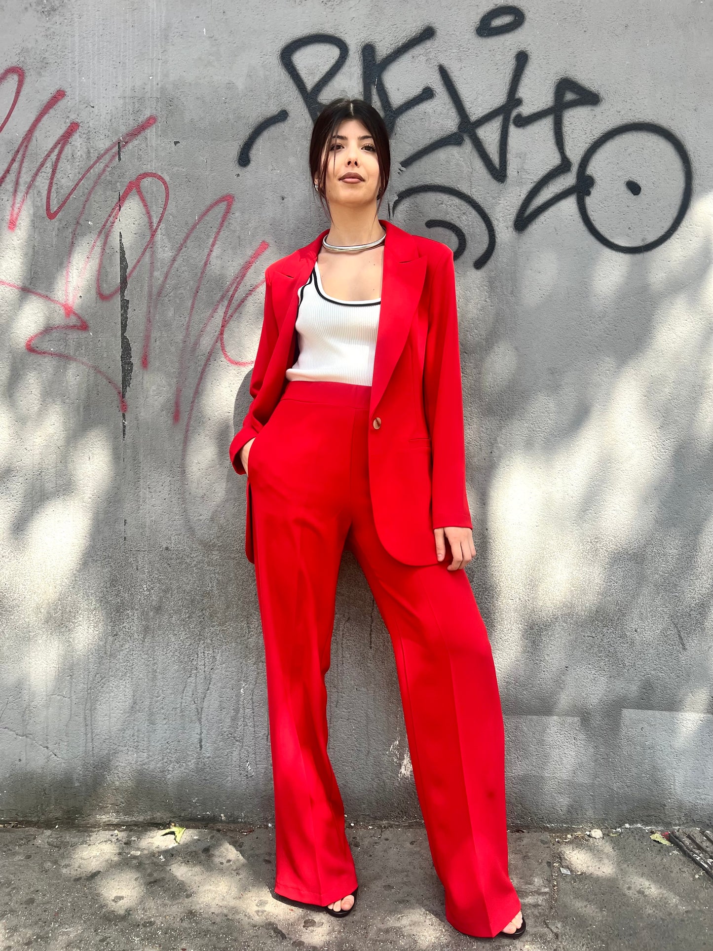 SUSY MIX PANTALONE FLUIDO FULL LENGHT MIRIAM ROSSO