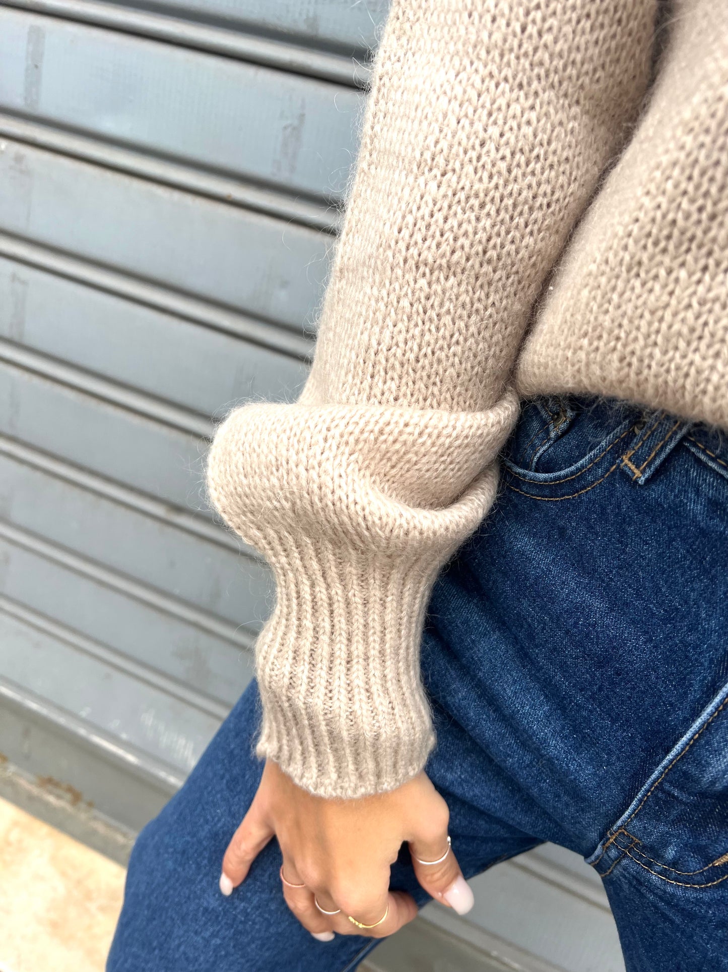 MAGLIA COLLO ALTO MANICA PALLONCINO LUISA BEIGE