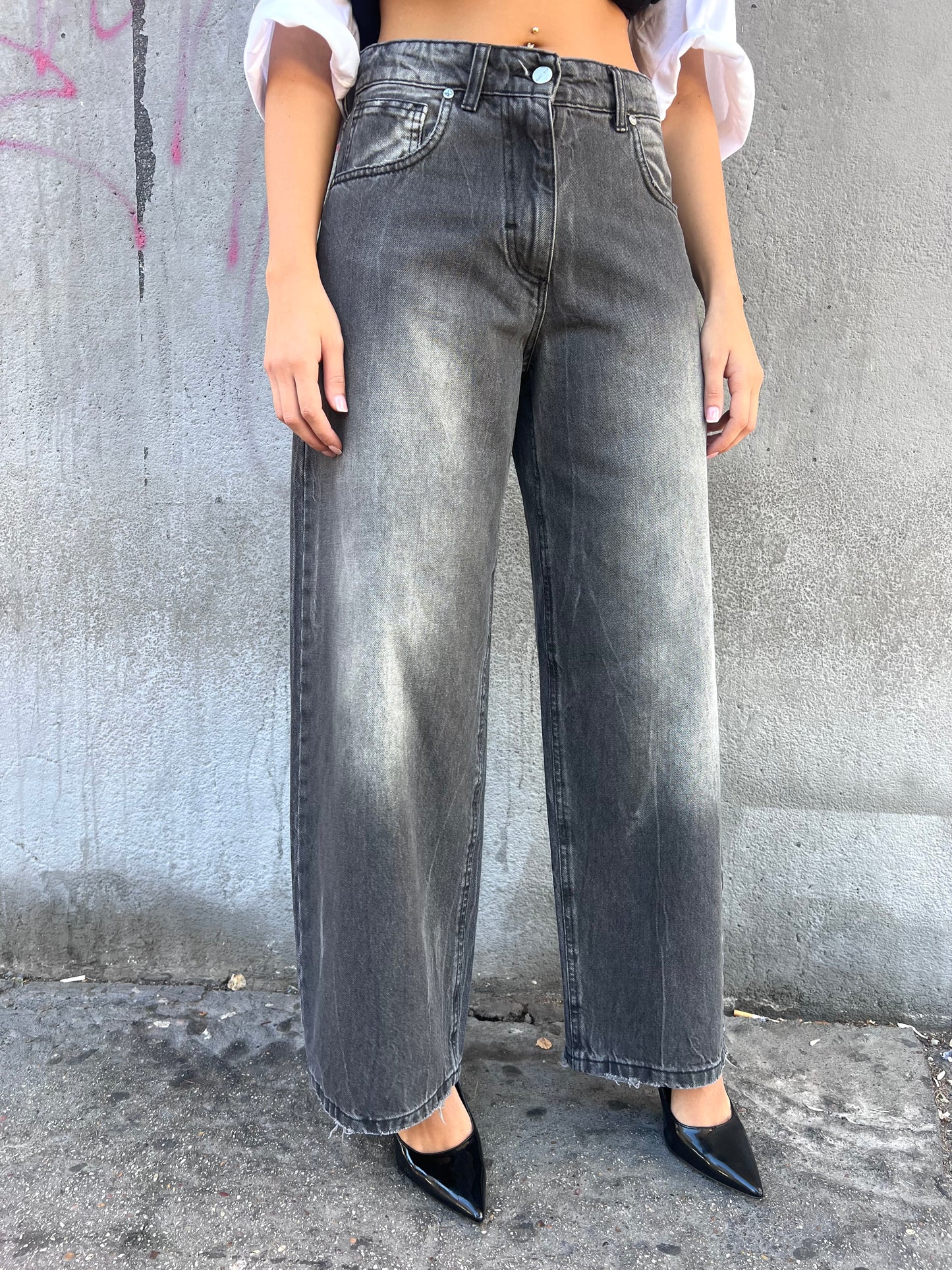 SUSY MIX DENIM VITA REGULAR BARREL SIRIA GRIGIO