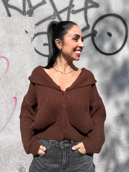 SUSY MIX CARDIGAN CROP CAPPUCCIO MOLLY MORO