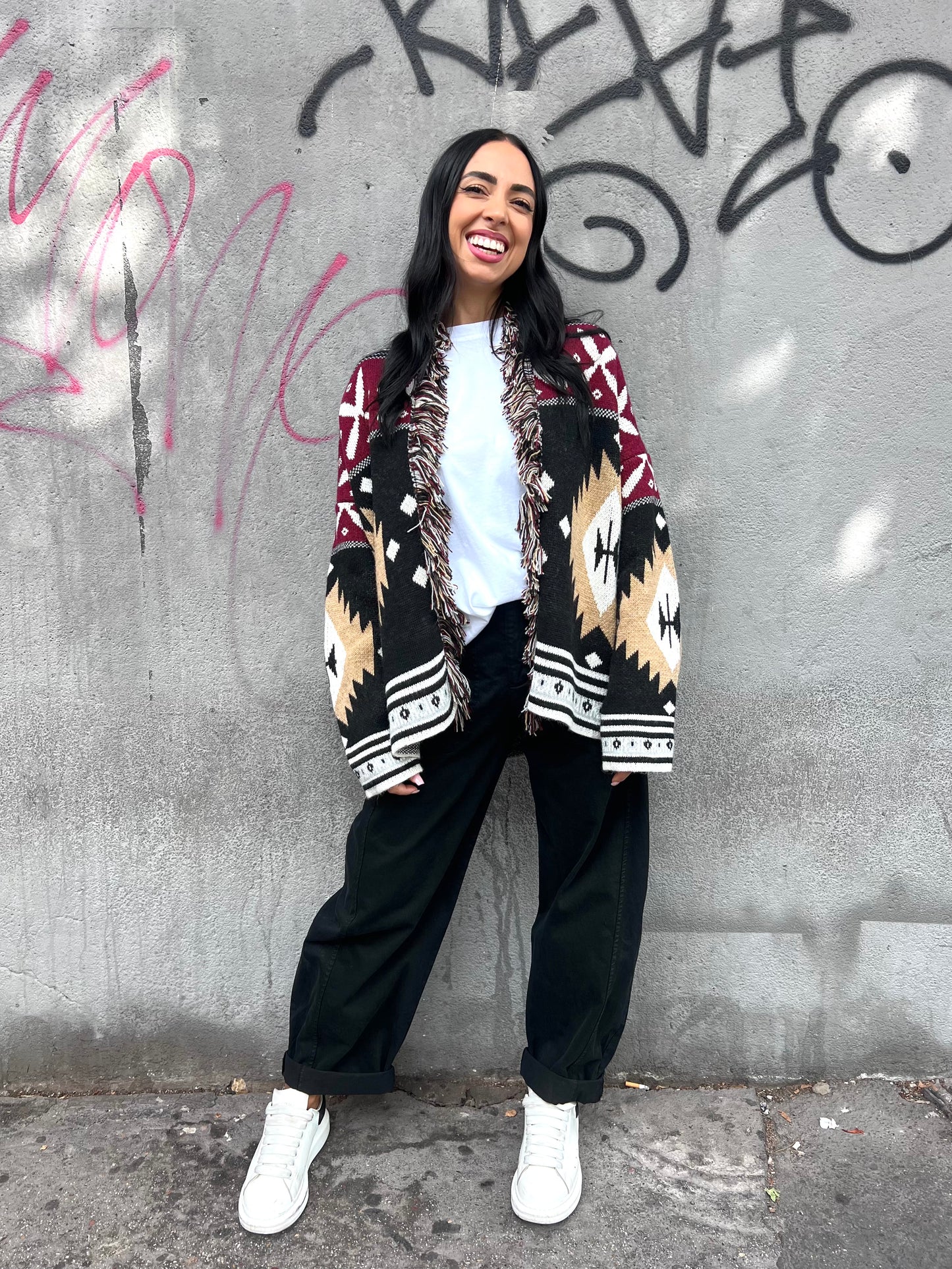 SUSY MIX CABAN CORTO STAMPA ETNICA CAMEL