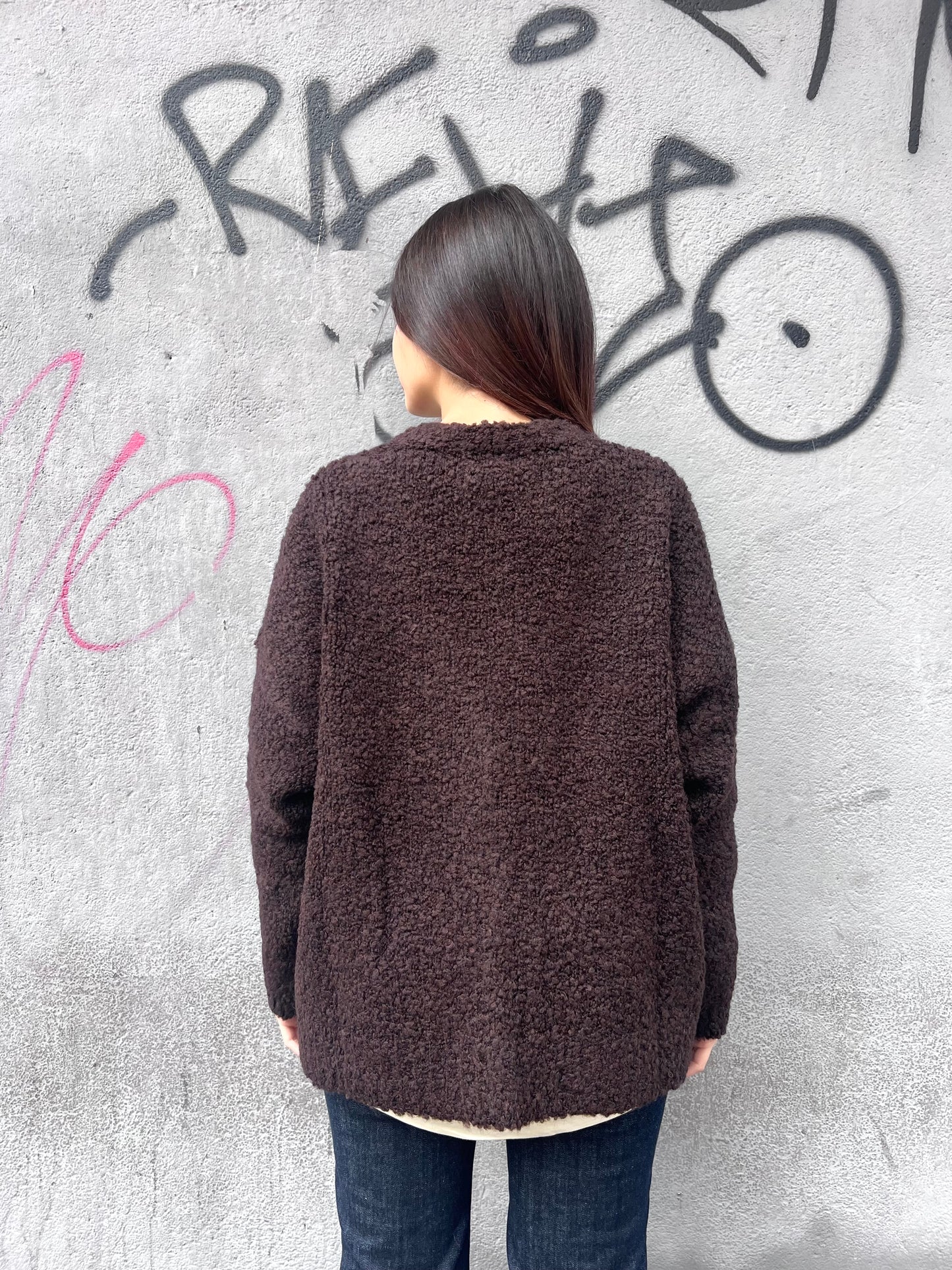 SUSY MIX CARDIGAN BOTTONI BOUCLE’ VIVIENNE CIOCCOLATO