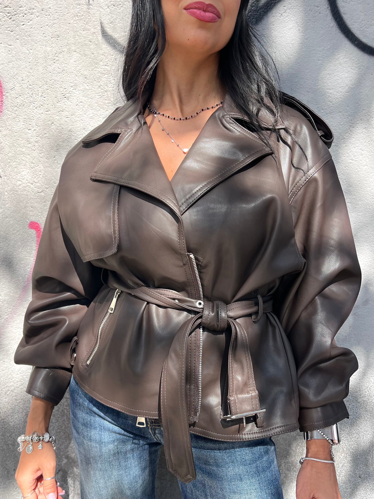 SUSY MIX GIUBBINO ECOPELLE CINTURA IN VITA CHLOE MORO