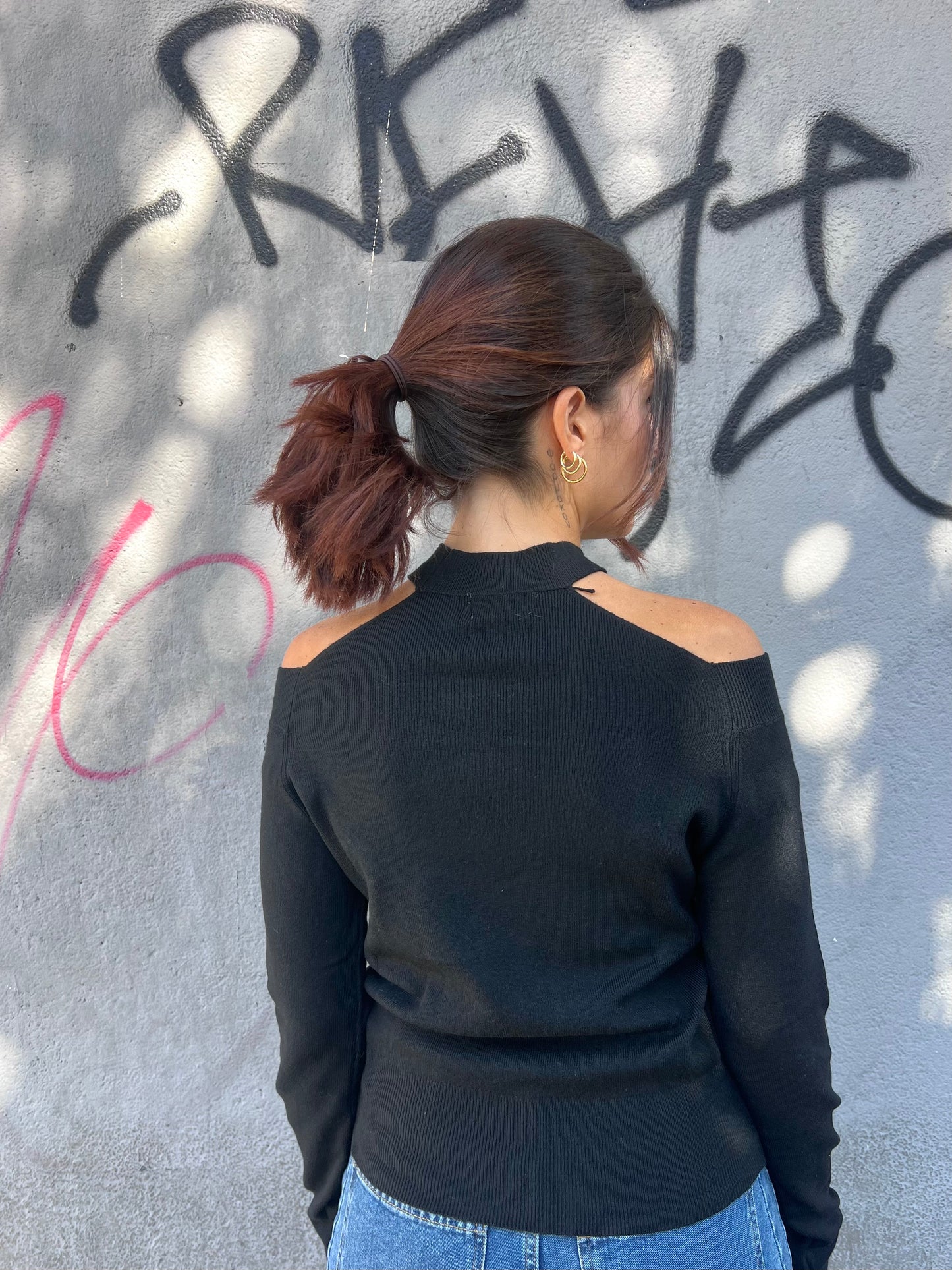 SUSY MIX MAGLIA RASATA CUT OUT VERONICA NERO