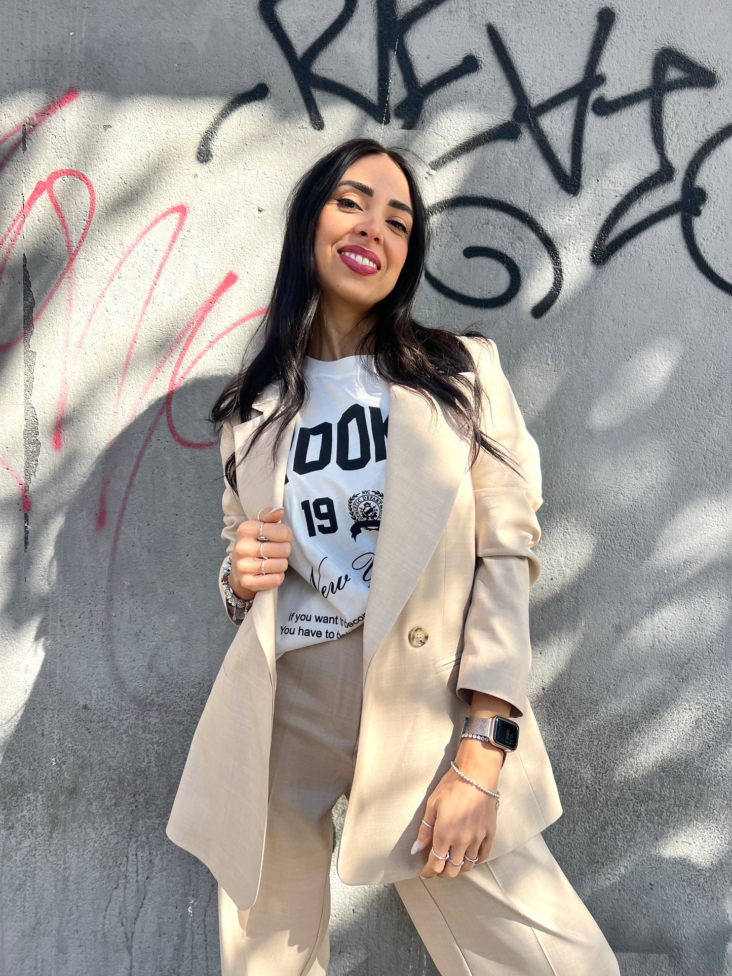 GIACCA UN BOTTONE ASIMMETRICA OLGA BEIGE