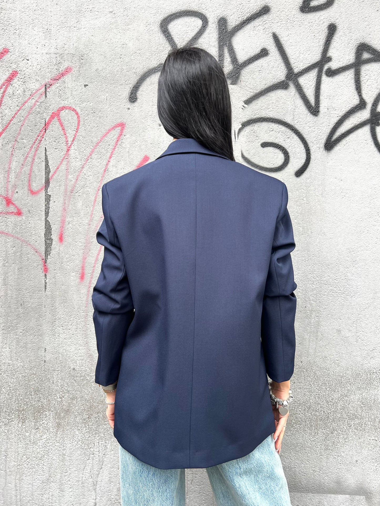 SUSY MIX GIACCA MONOPETTO STRASS “TOO MUCH” BLUE