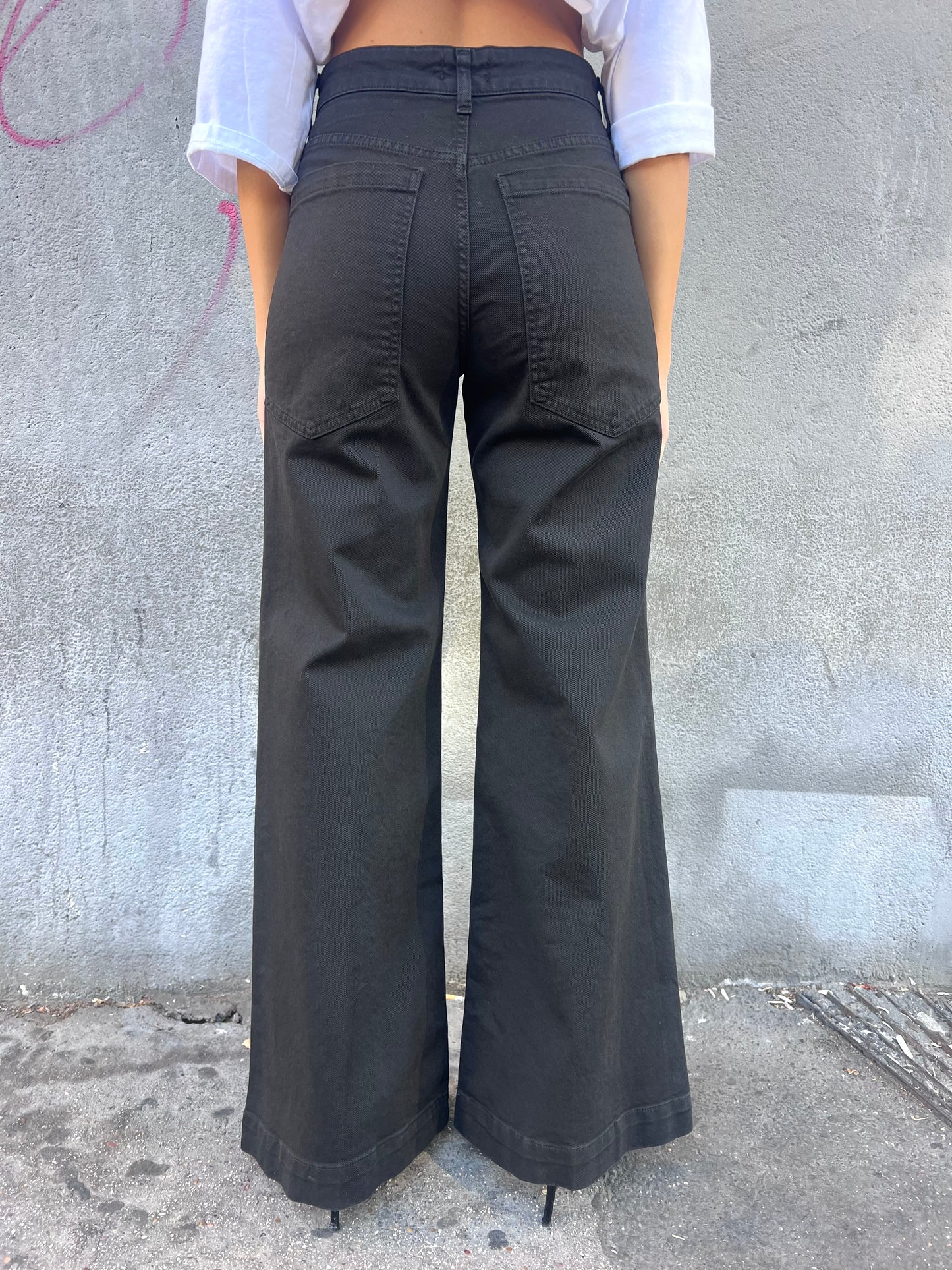 SUSY MIX PANTALONE VITA ALTA PALAZZO BELLA NERO