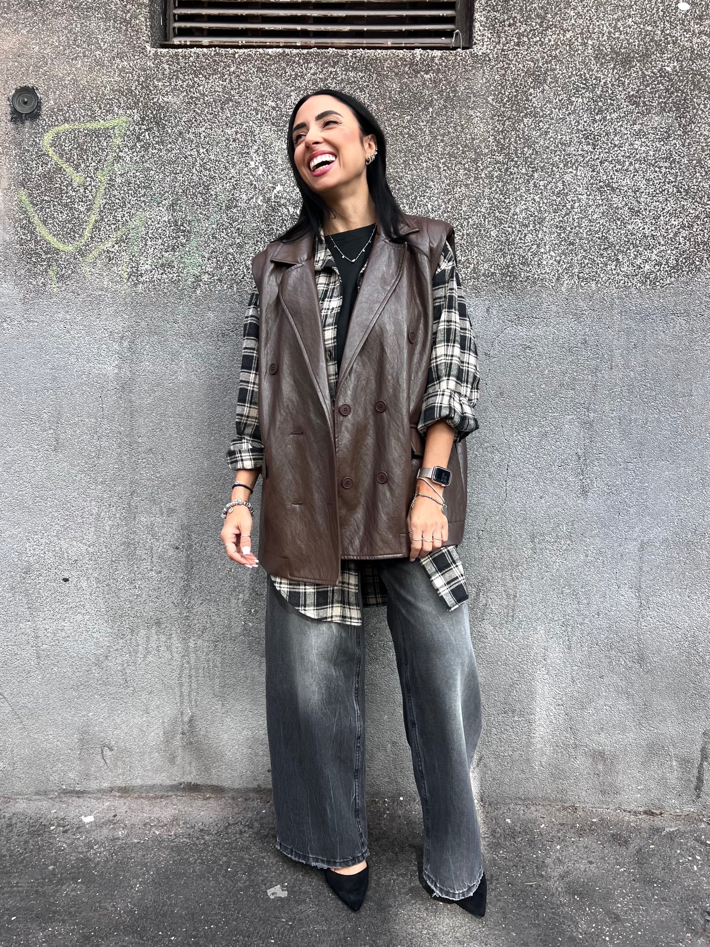 SUSY MIX GILET ECOPELLE VINILE ALESSIA MORO