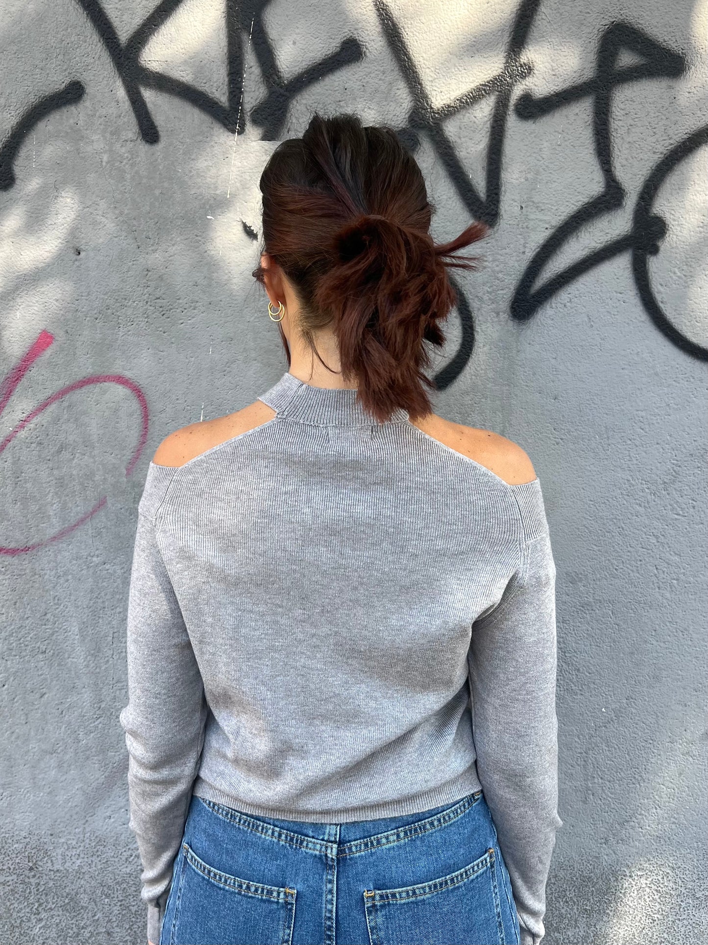 SUSY MIX MAGLIA RASATA CUT OUT VERONICA GRIGIO