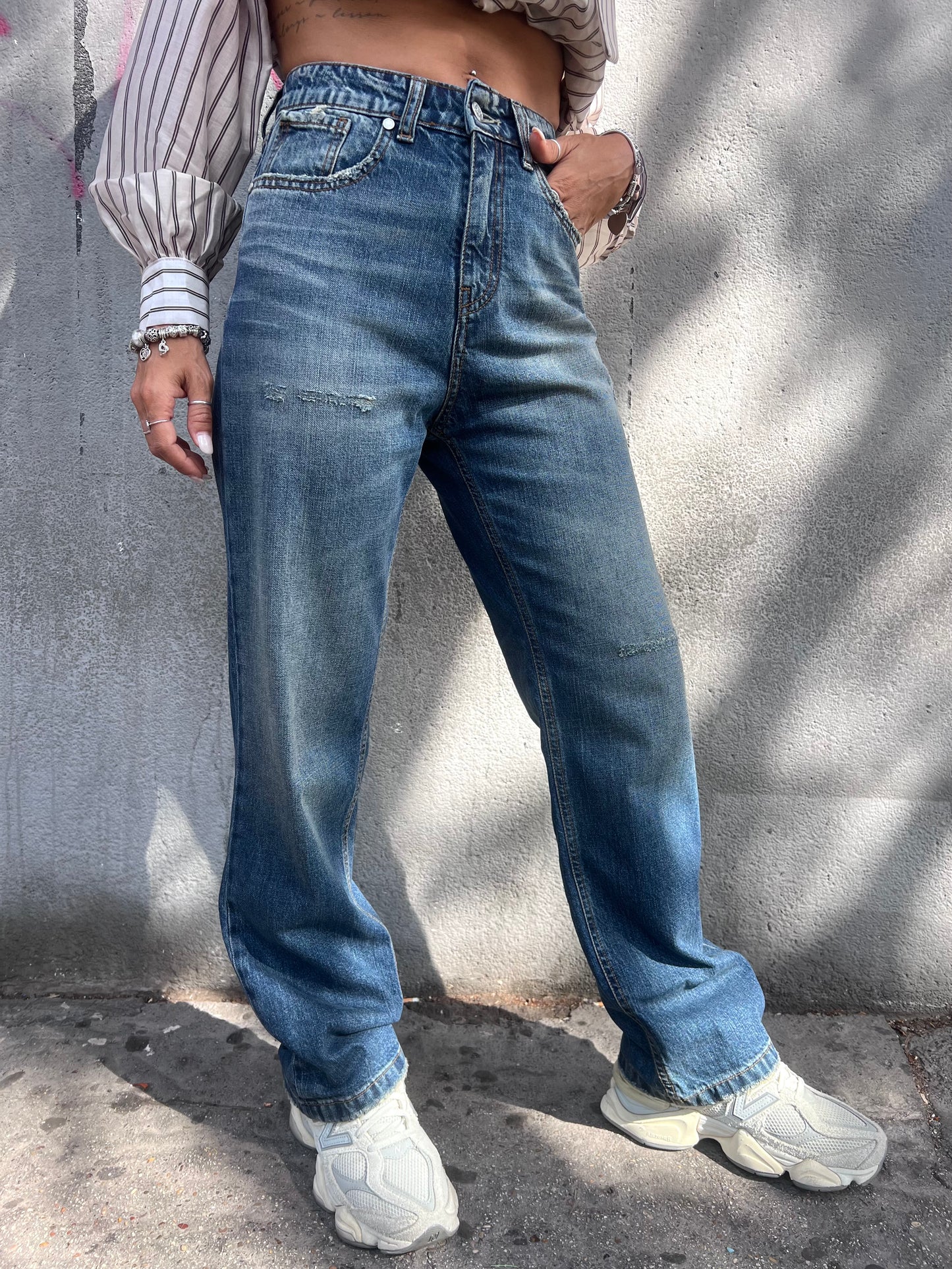 SUSY MIX DENIM VITA ALTA STRAIGHT FIT PAOLETTA BLU MEDIO