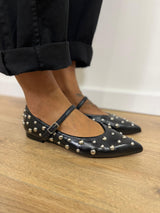 N.6 MILANO BALLERINA BORCHIE IN NAPPA NERO