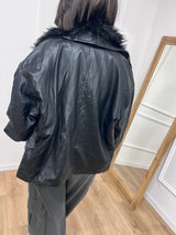 GIACCA 3 in 1 ECOPELLE + GILET MONGOLIA VITTORIA NERO