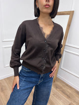 CARDIGAN SCOLLO V PROFILO PIZZO IDA MORO SUSY MIX