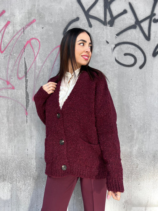 SUSY MIX CARDIGAN BOTTONI BOUCLE’ VIVIENNE VINO