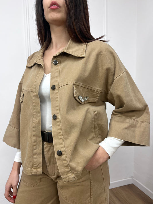 SUSY MIX CAMICIA M/MANICA APP GIOIELLO CAMEL