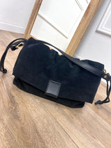 BORSA POUCH ARRICCIATA CAMOSCIO BROOKLYN NERO