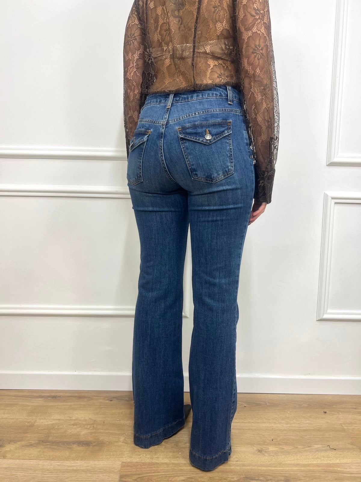 DENIM VITA REGOLARE MODELLO FLARE FLAMINIA BLU SUSY MIX