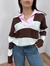 MAGLIA POLO  RIGATA M/LUNGA ANDREIA ROSA SUSY MIX