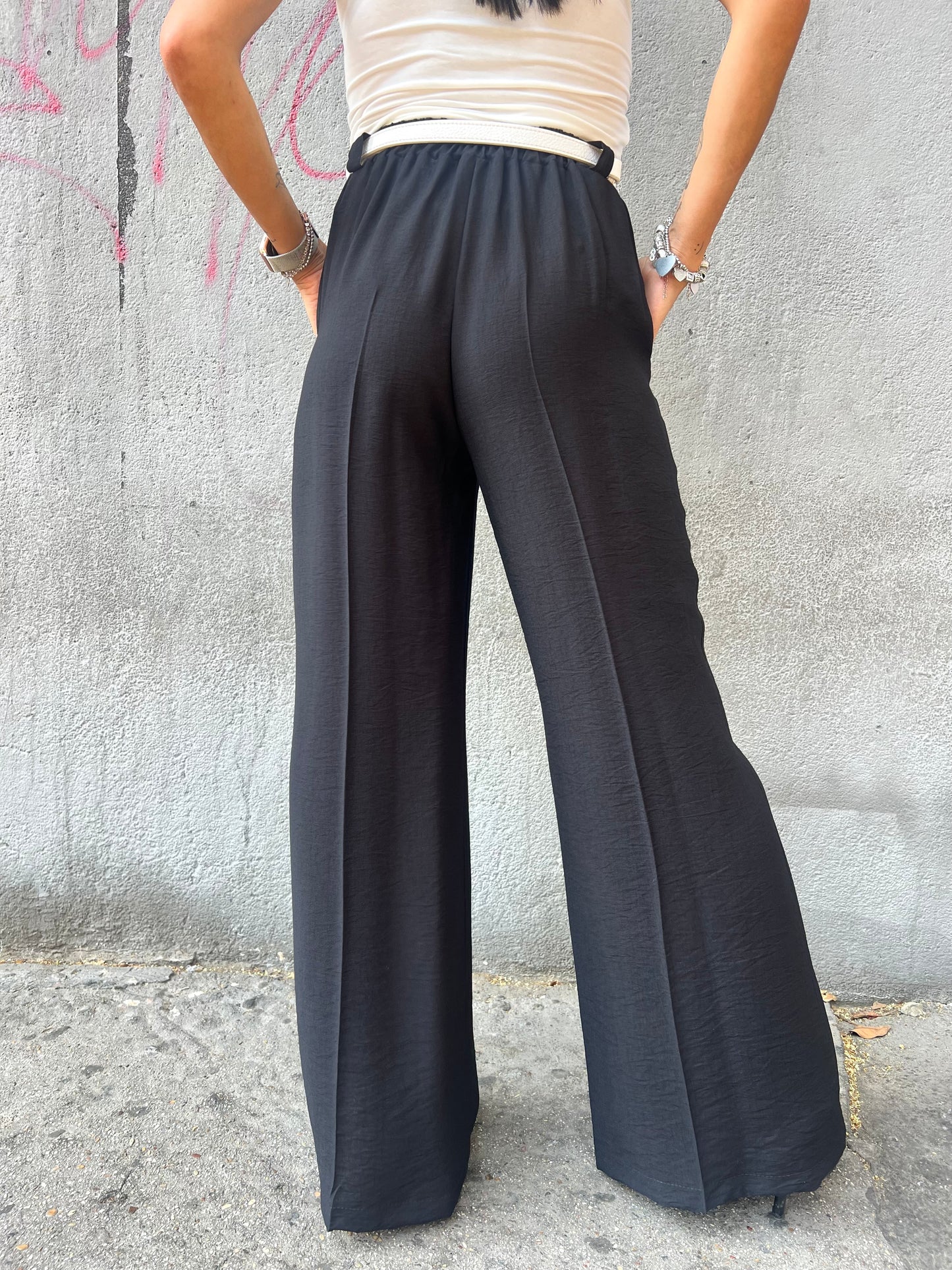SUSY MIX PANTALONE GAMBA LARGA MILENA NERO