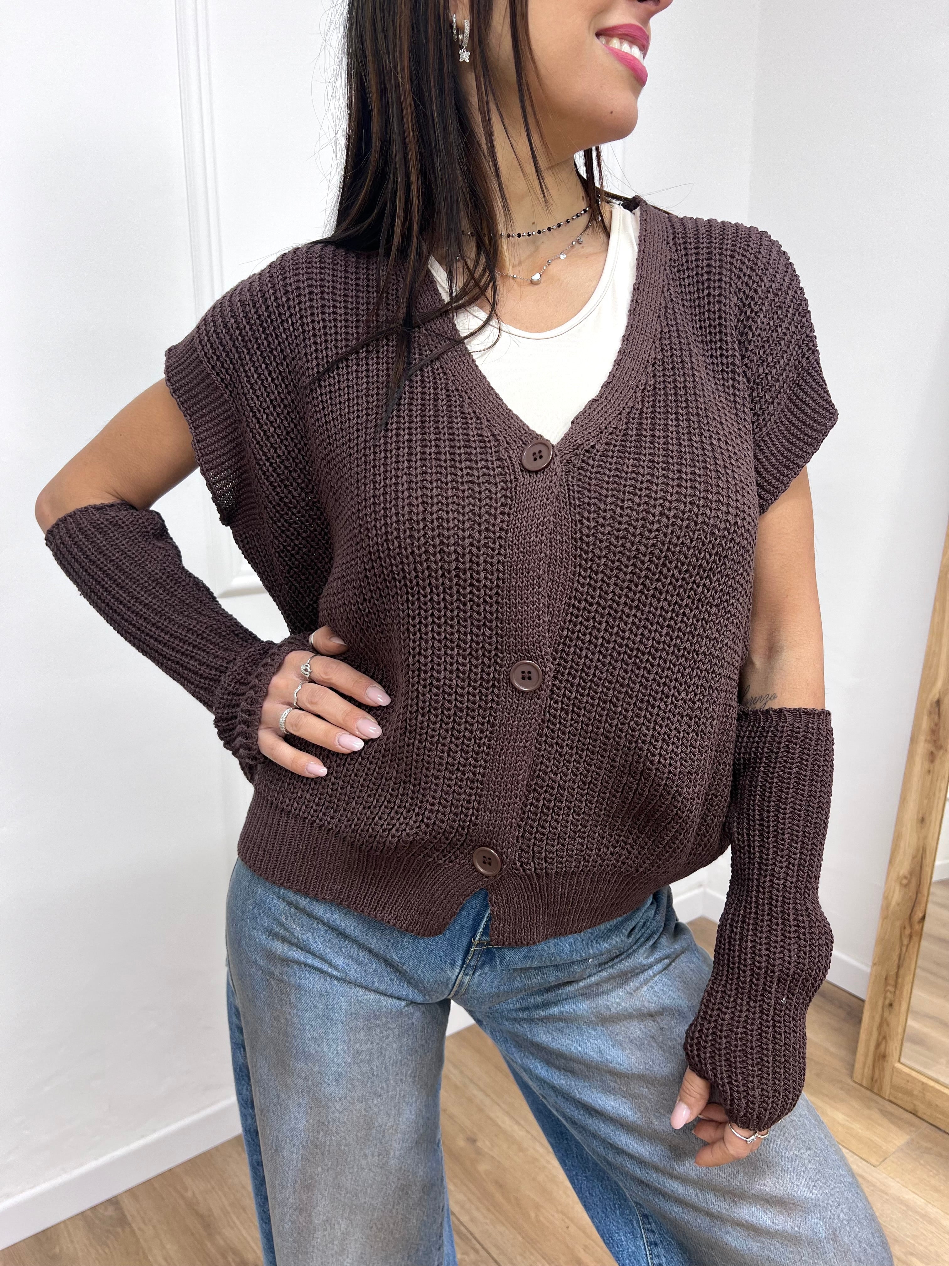 GILET FILO BOTTONI MANICOTTI ADELE MORO SUSY MIX