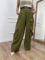 PANTALONE VITA ALTA CARGO ELIA MILITARE SUSY MIX