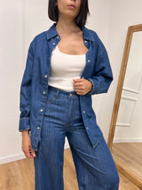 CAMICIA OVER DENIM CHAMBRAY ZERA BLU