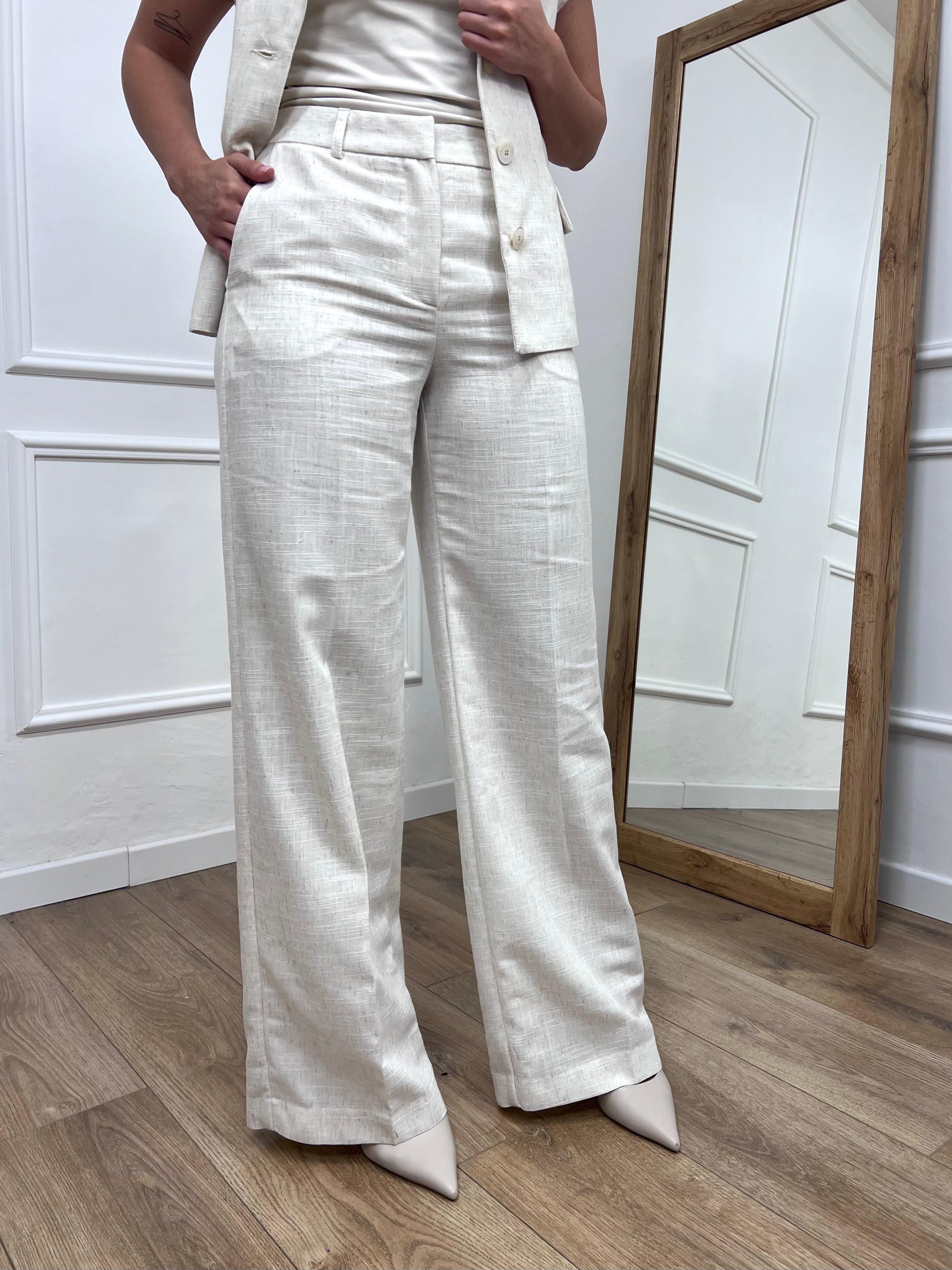 PANTALONE FULL LENGHT LINO NORA LATTE MOTEL