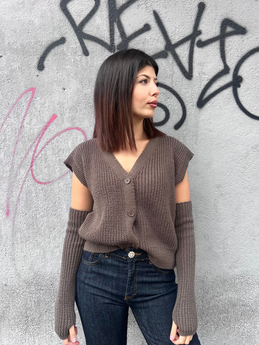 SUSY MIX GILET BOTTONI CON MANICOTTI BRIDGET TORTORA