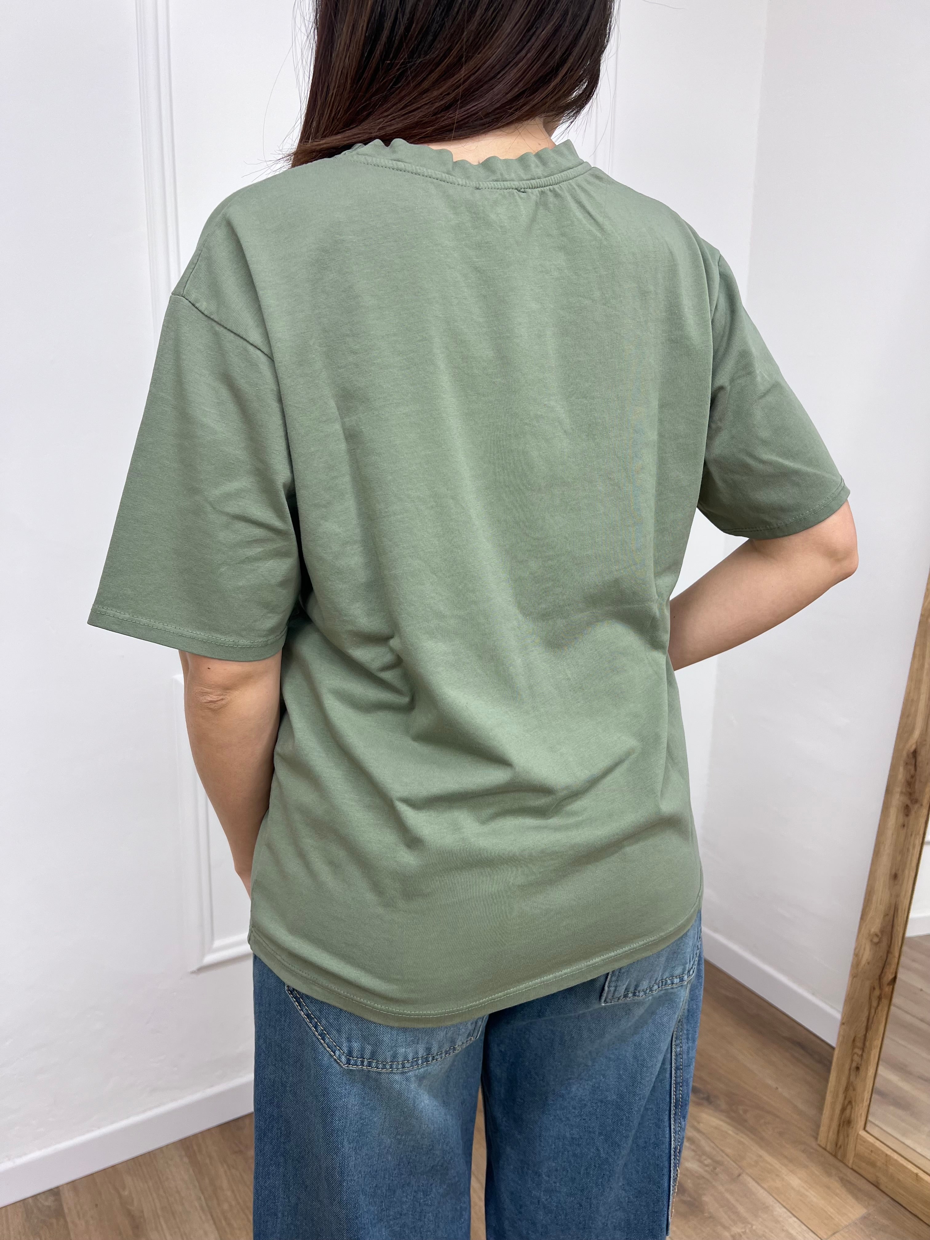 T-SHIRT M/C GIROCOLLO “DARLIN’ ” MILITARE SUSY MIX