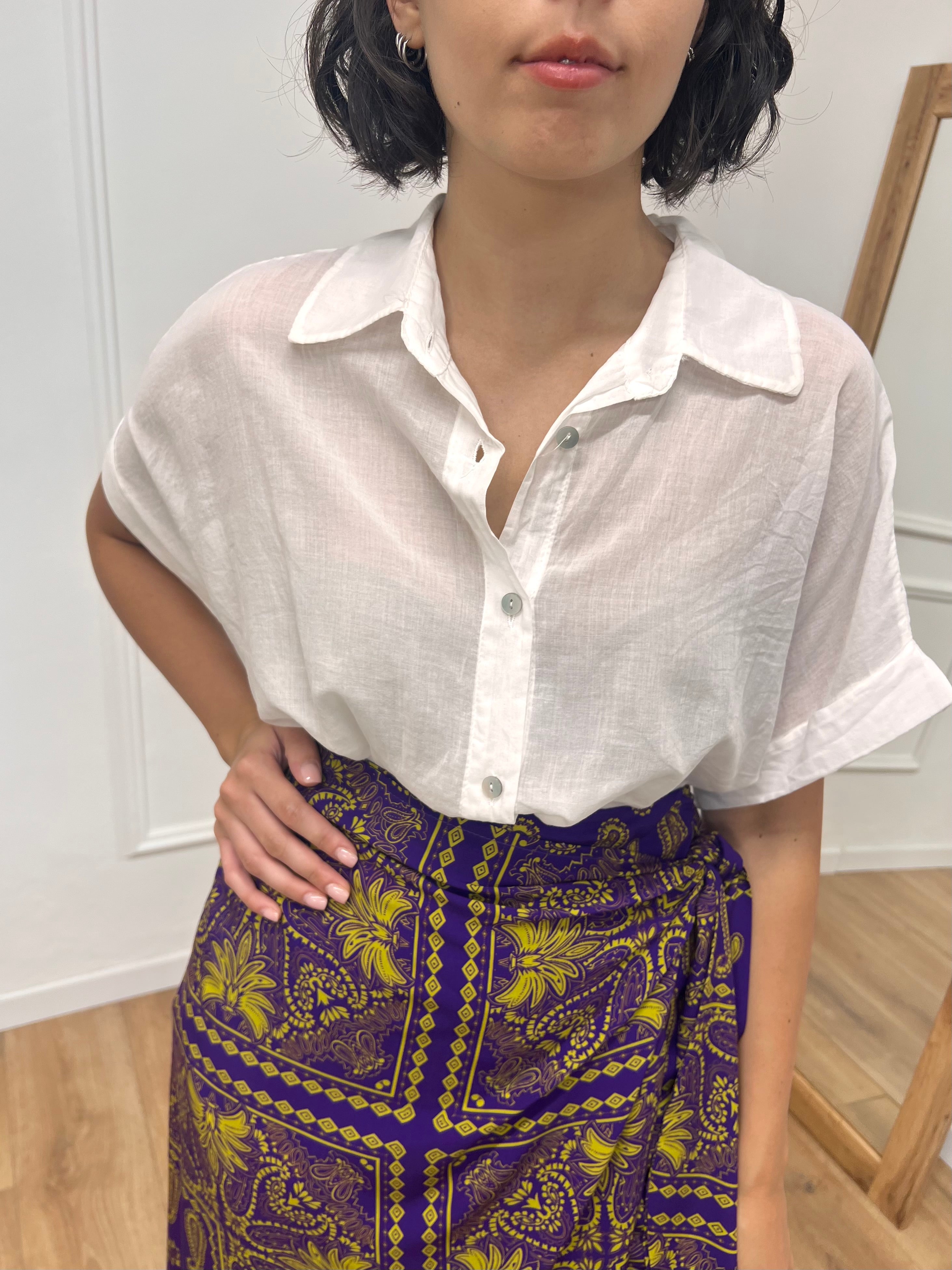 CAMICIA LUNGA MUSSOLA M/C BOTTONI JALE BIANCO SUSY MIX