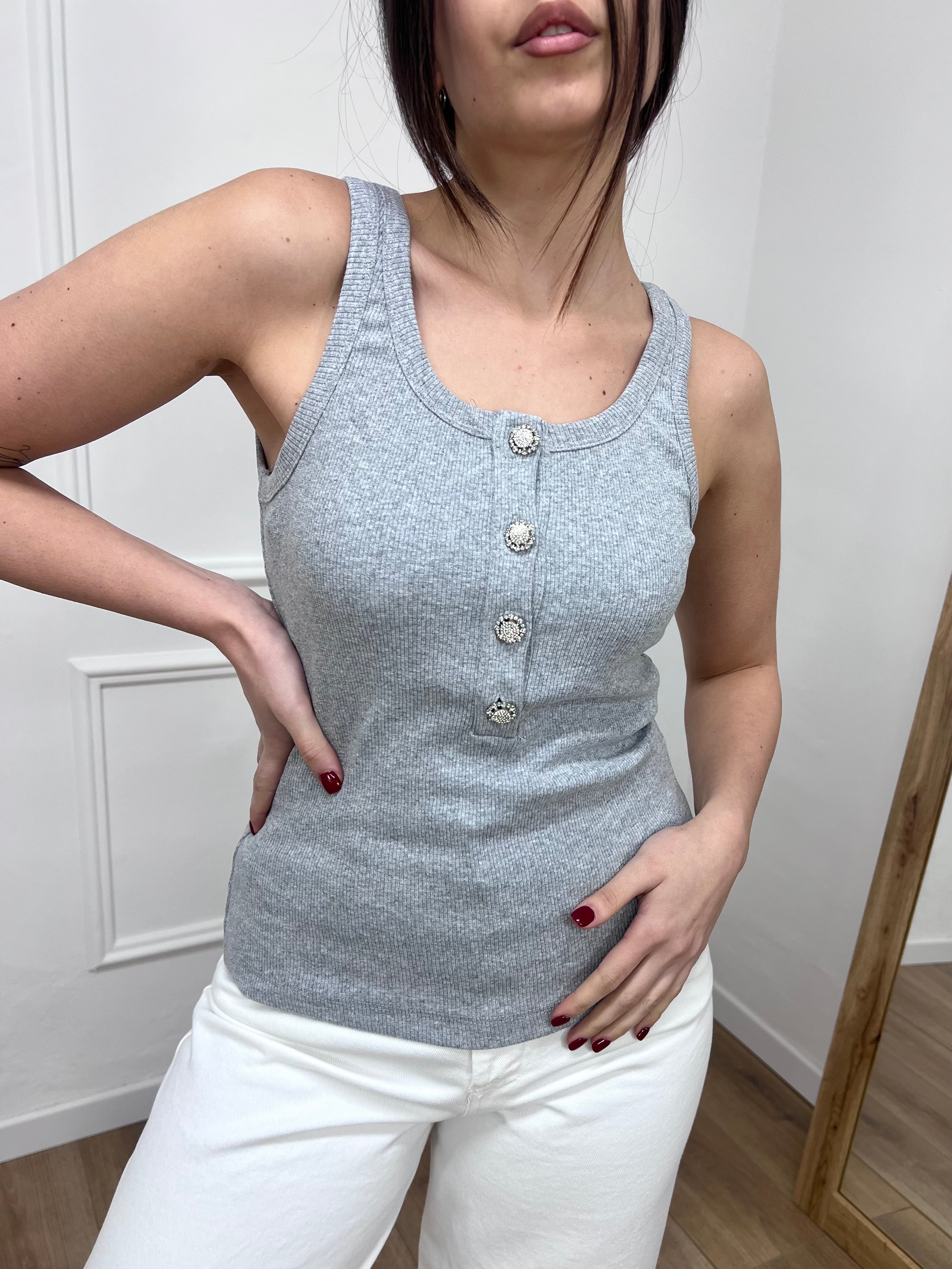 CANOTTA COSTINE BOTTONI GIOIELLI ANGY GRIGIO SUSY MIX