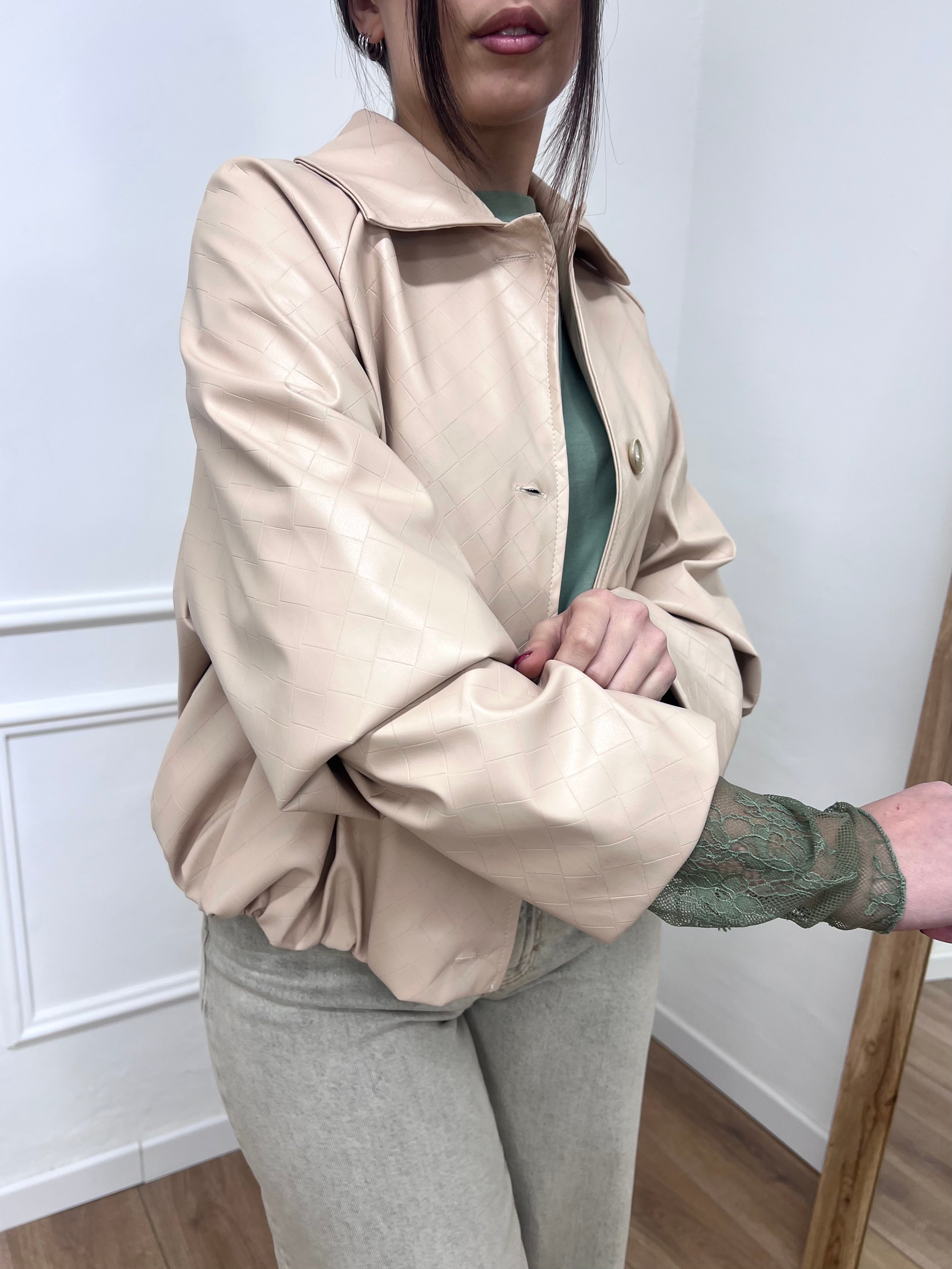 BOMBER ECO TRAMA INTRECCIATA BOTTEGA BEIGE SUSY MIX