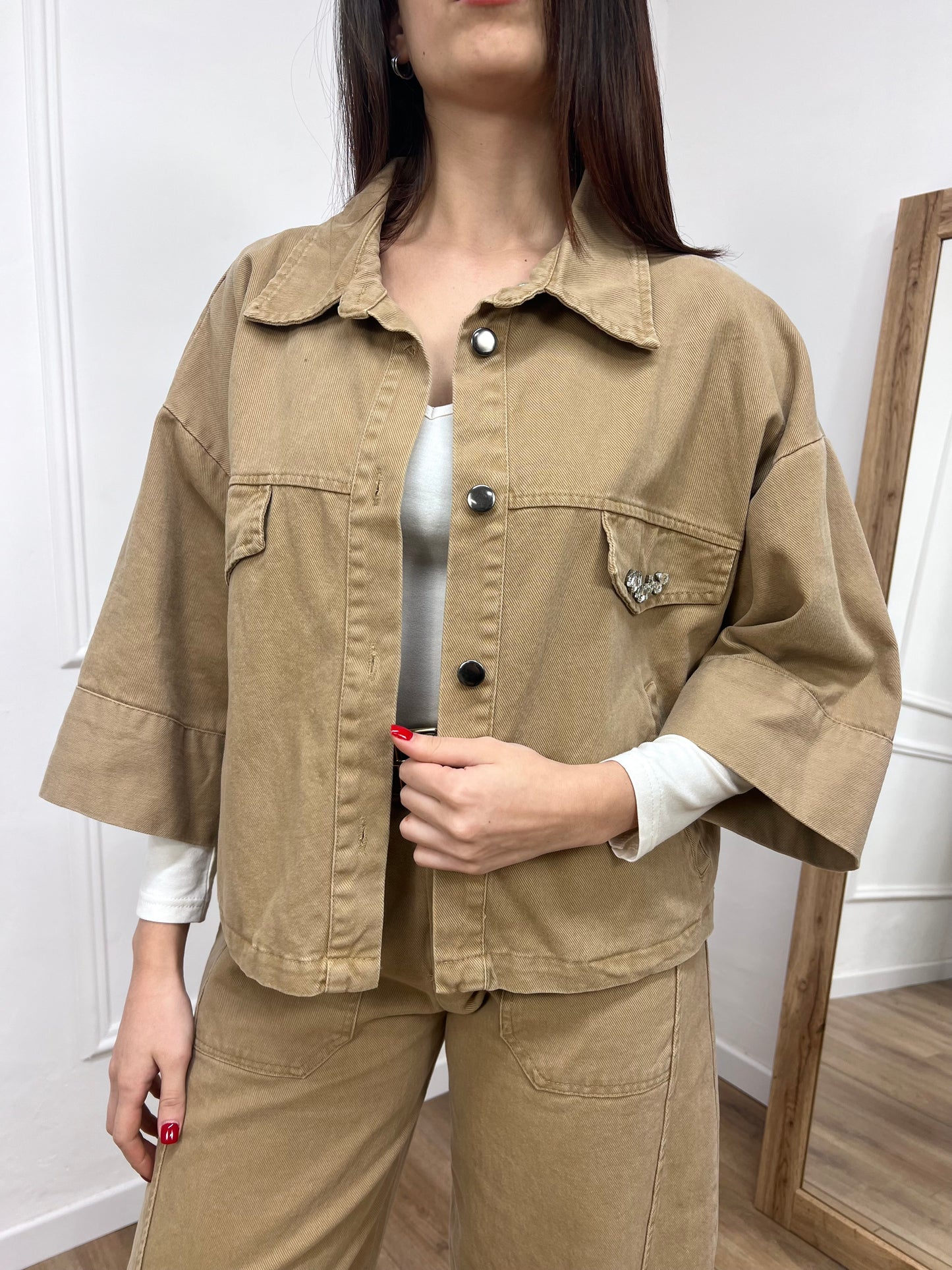 SUSY MIX CAMICIA M/MANICA APP GIOIELLO CAMEL